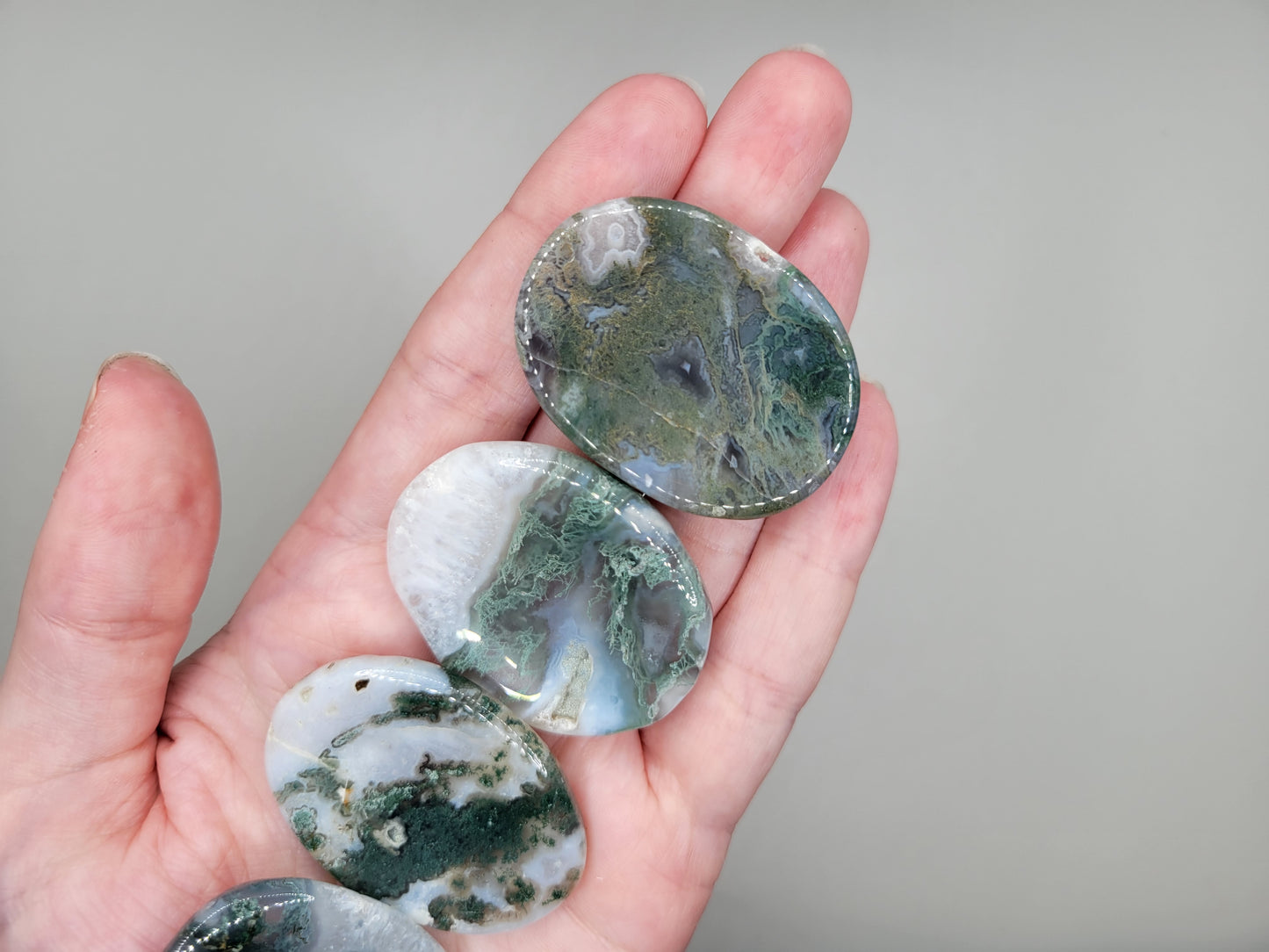 Moss Agate Worry Stones