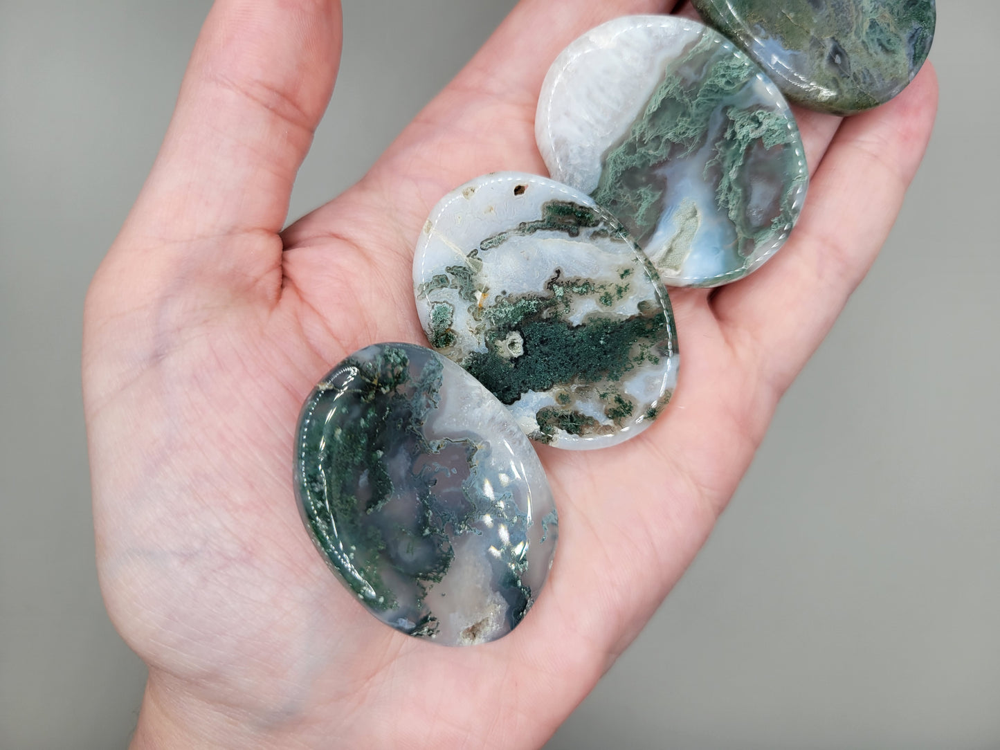 Moss Agate Worry Stones