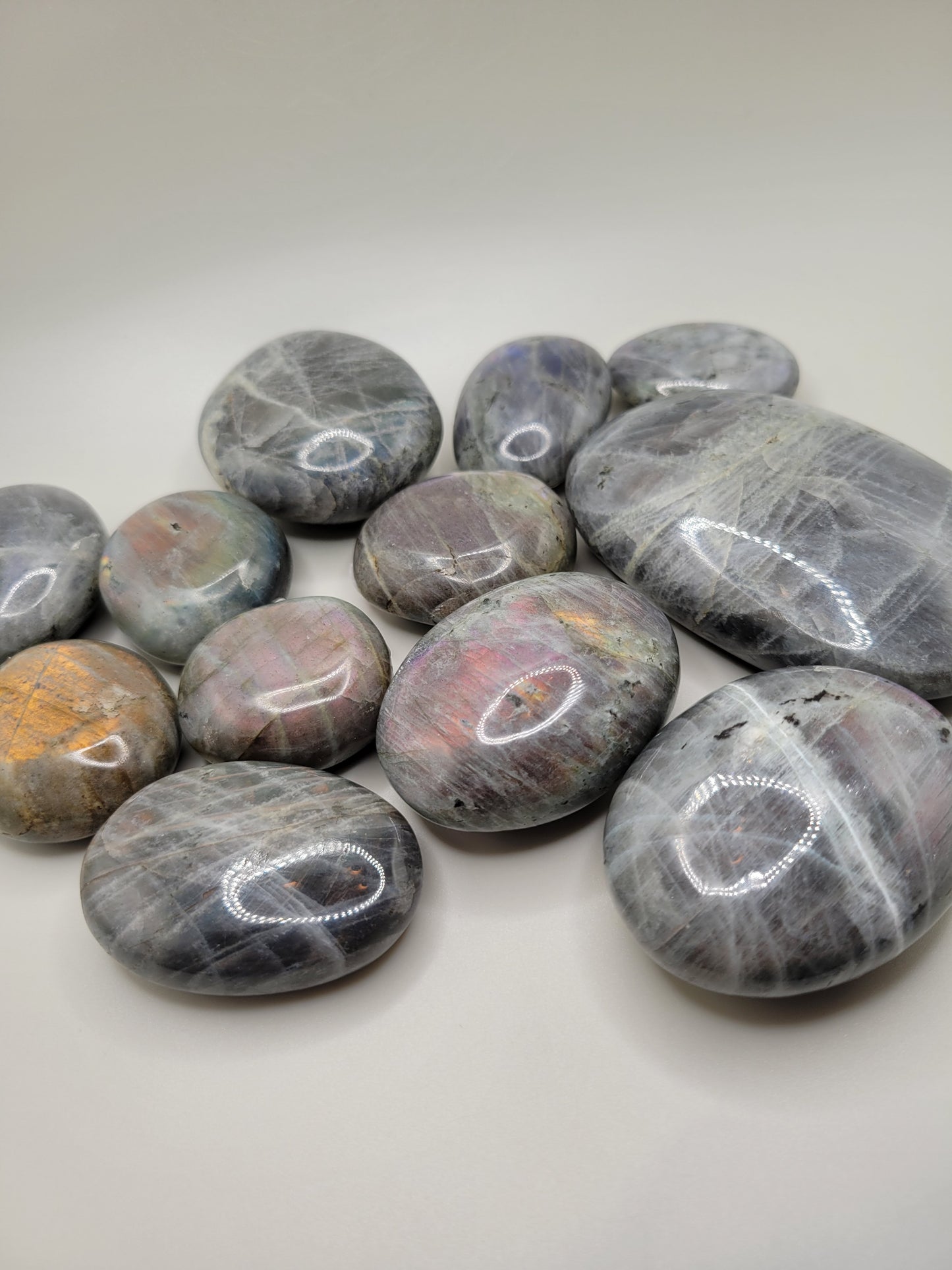 Labradorite Palm Stones - Purple & Orange Flash