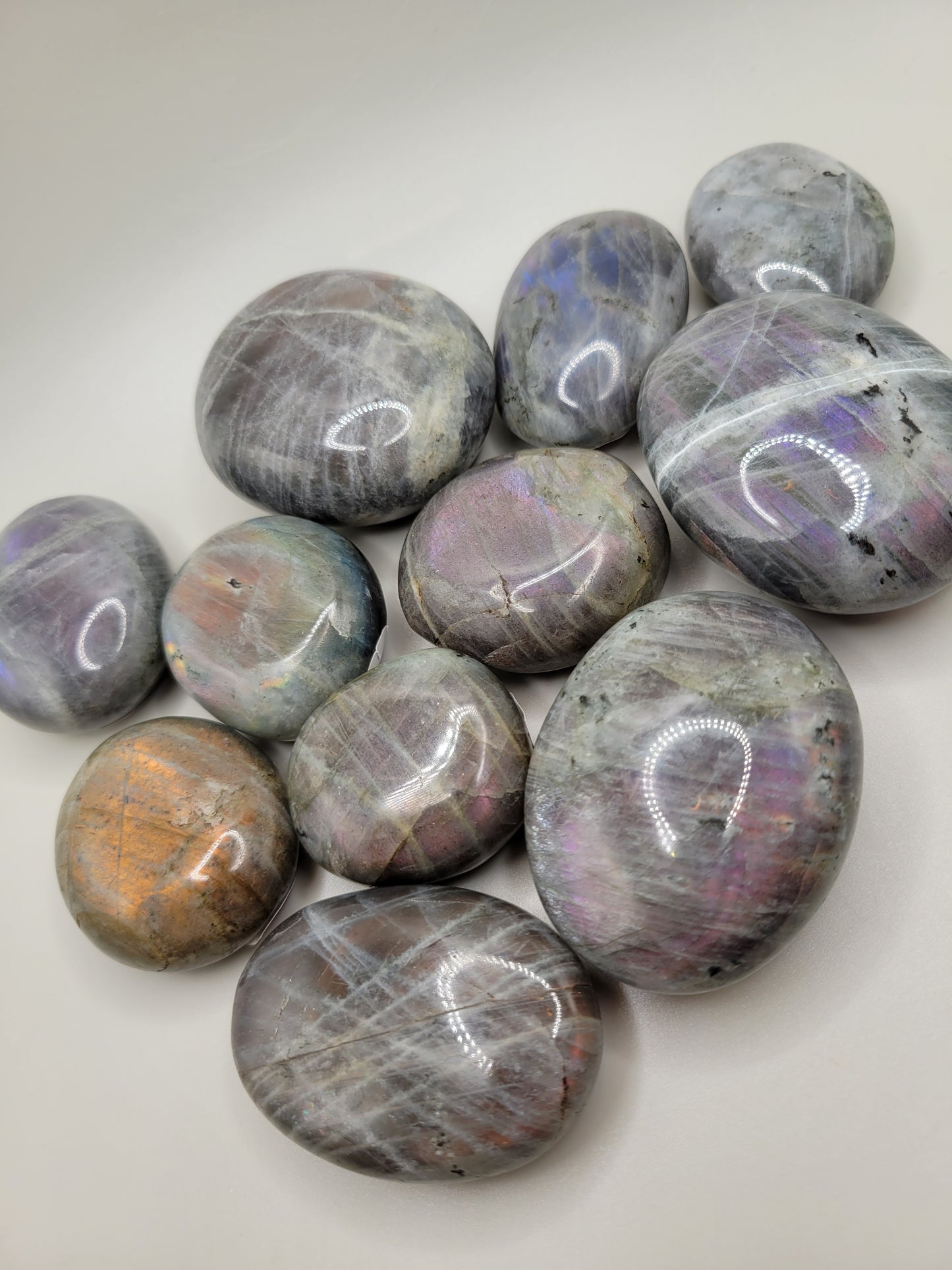 Labradorite Palm Stones - Purple & Orange Flash