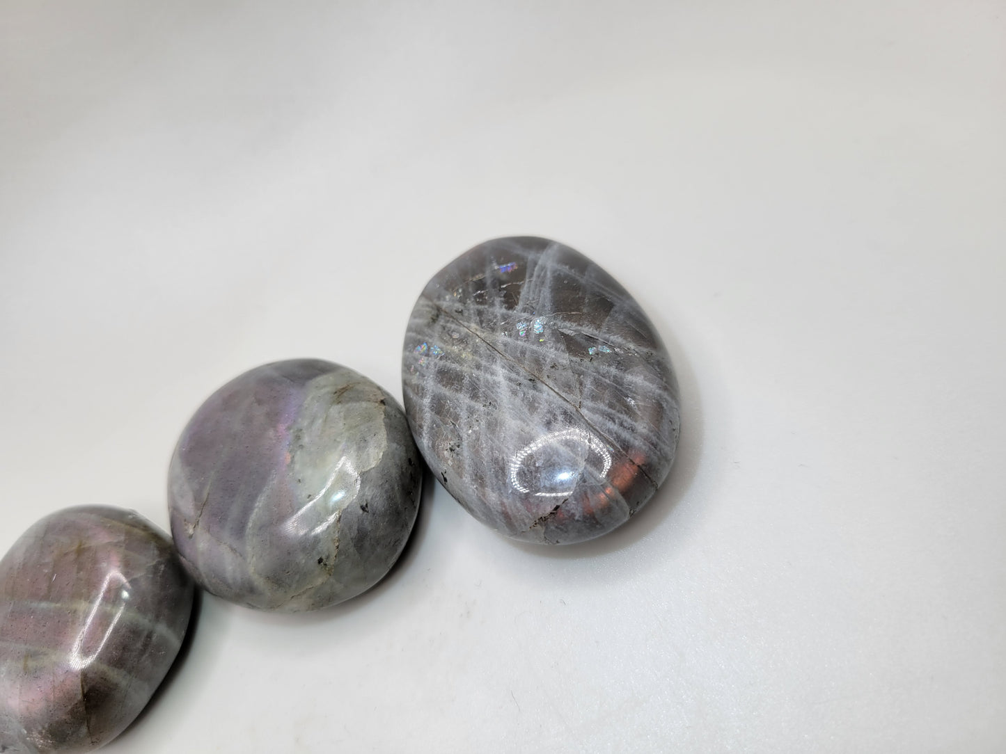 Labradorite Palm Stones - Purple & Orange Flash