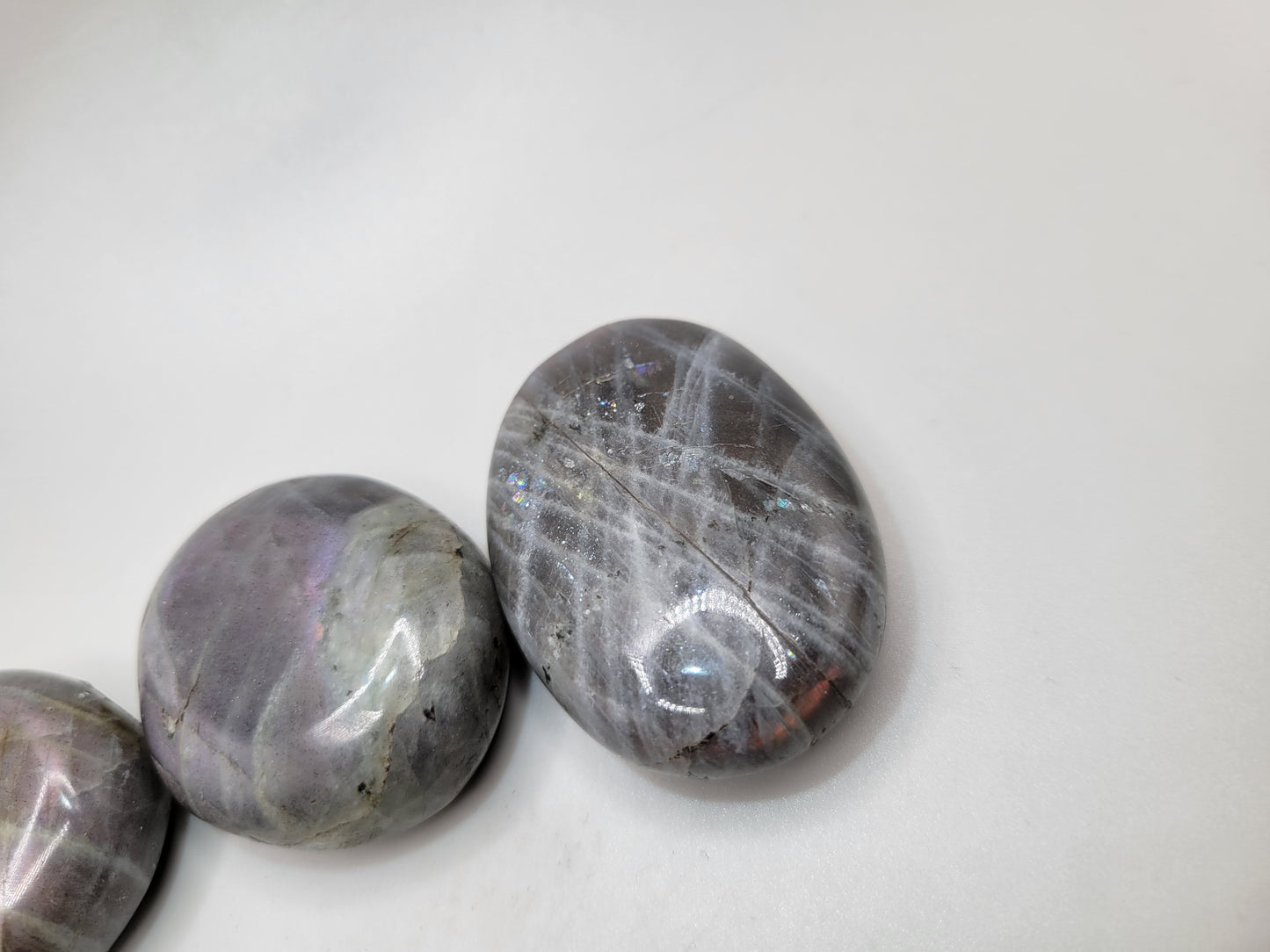 Labradorite Palm Stones - Purple & Orange Flash