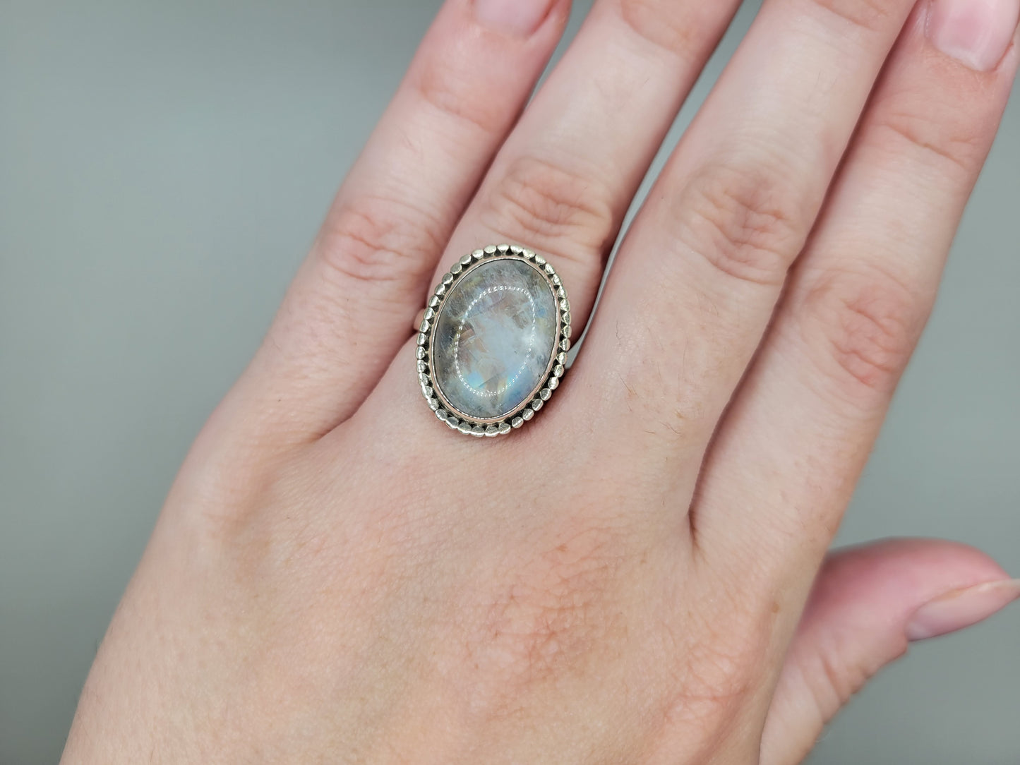Rainbow Moonstone Ring