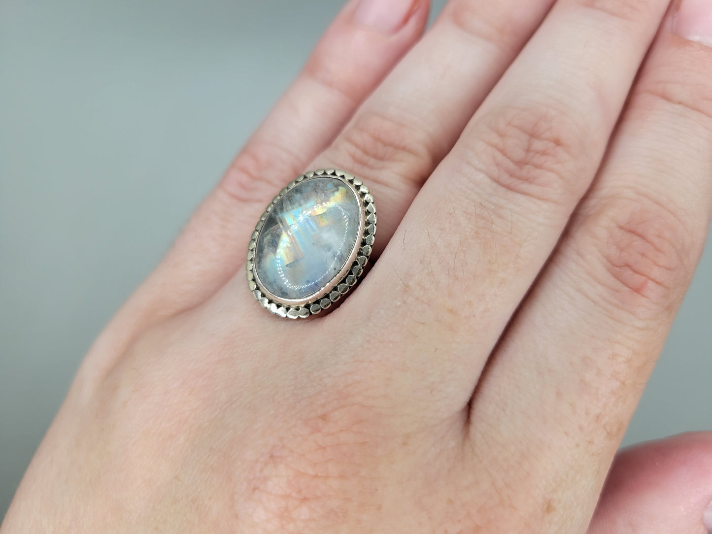 Rainbow Moonstone Ring