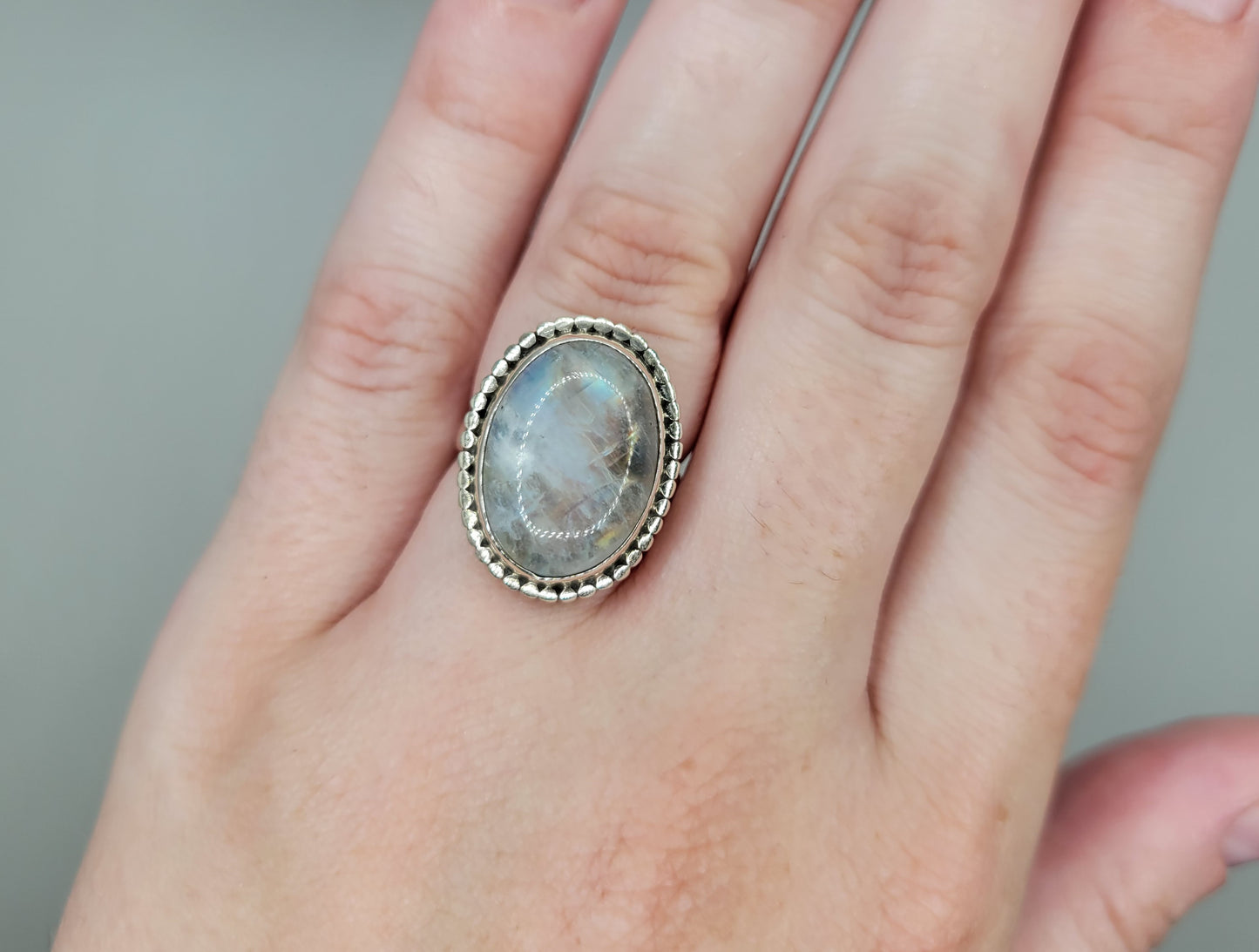 Rainbow Moonstone Ring