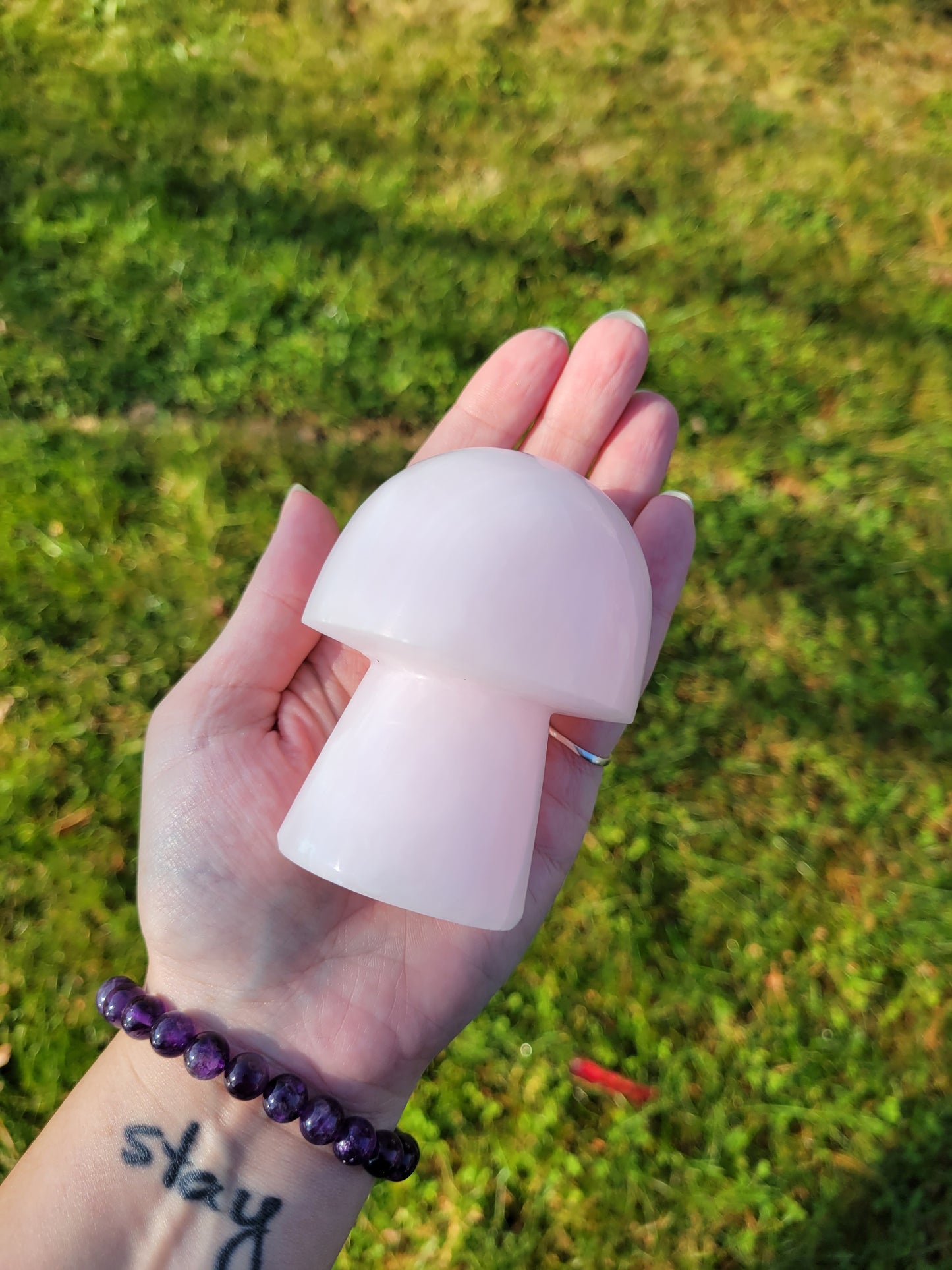 Pink Mangano Calcite Mushroom