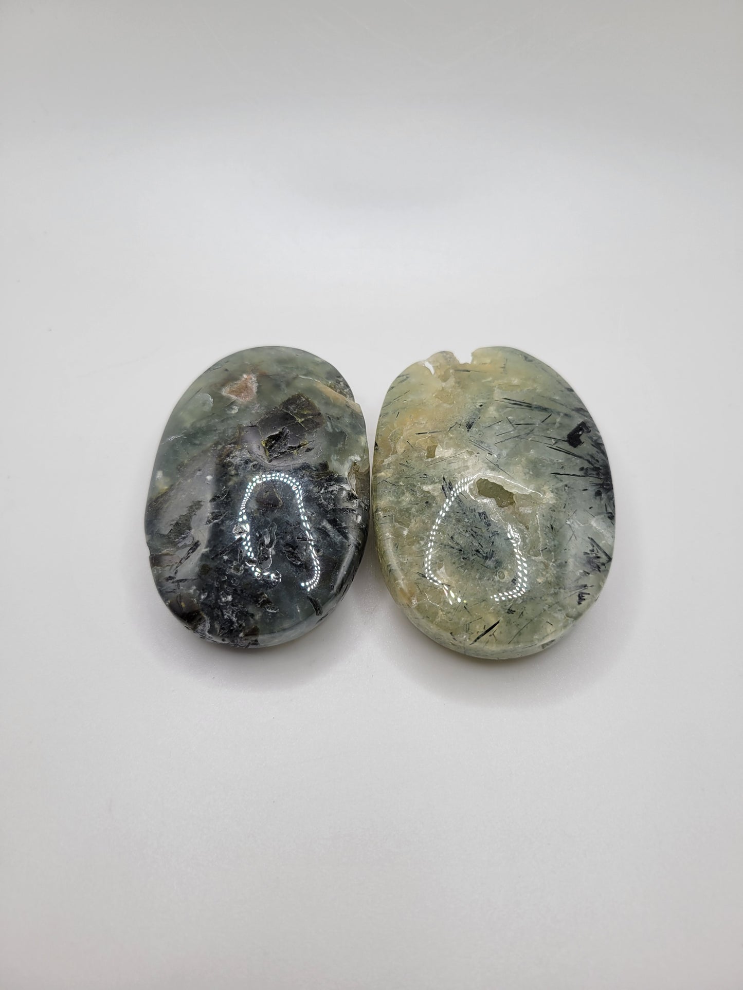 Prehnite with Epidote Palm Stones