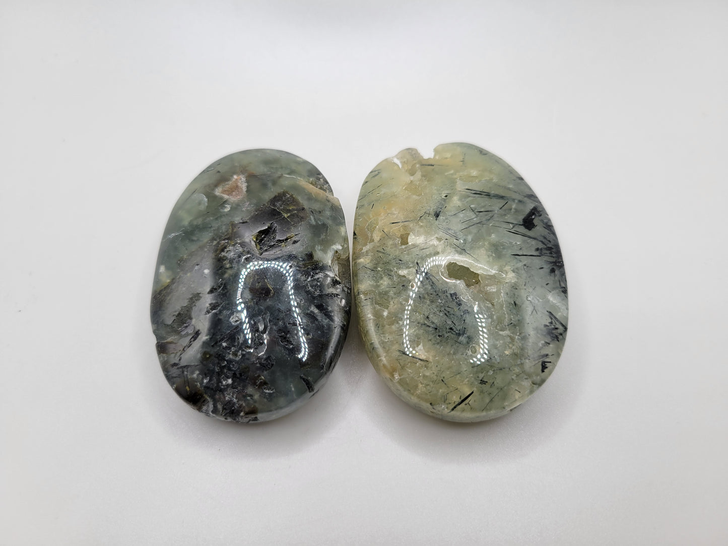 Prehnite with Epidote Palm Stones
