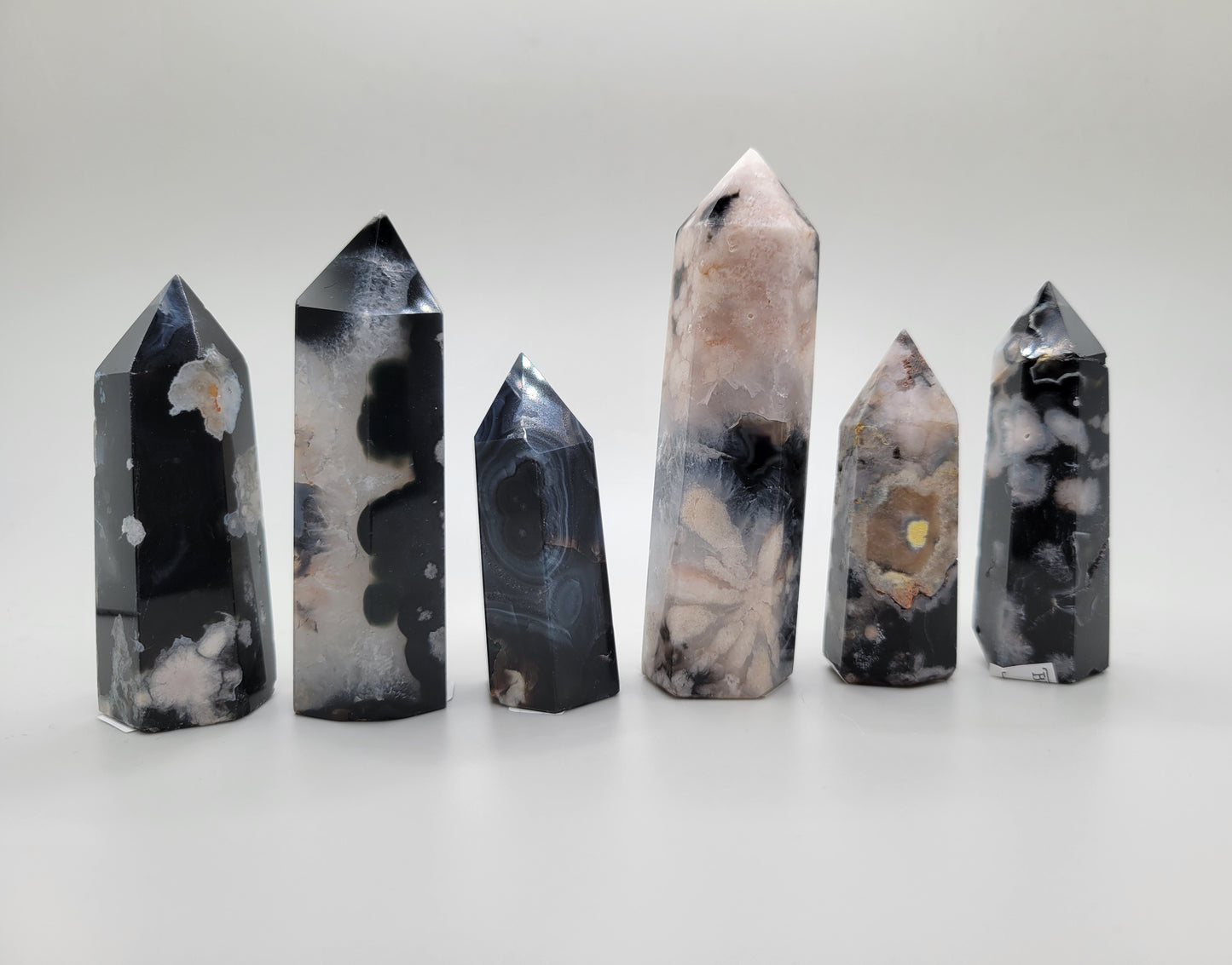 Black Flower Agate Towers