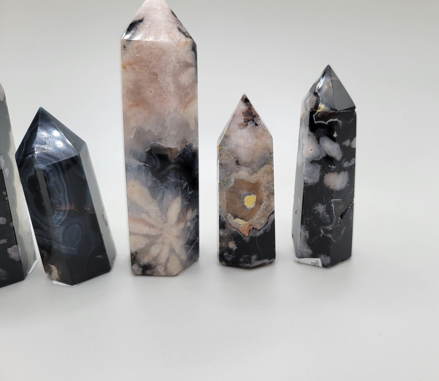 Black Flower Agate Towers