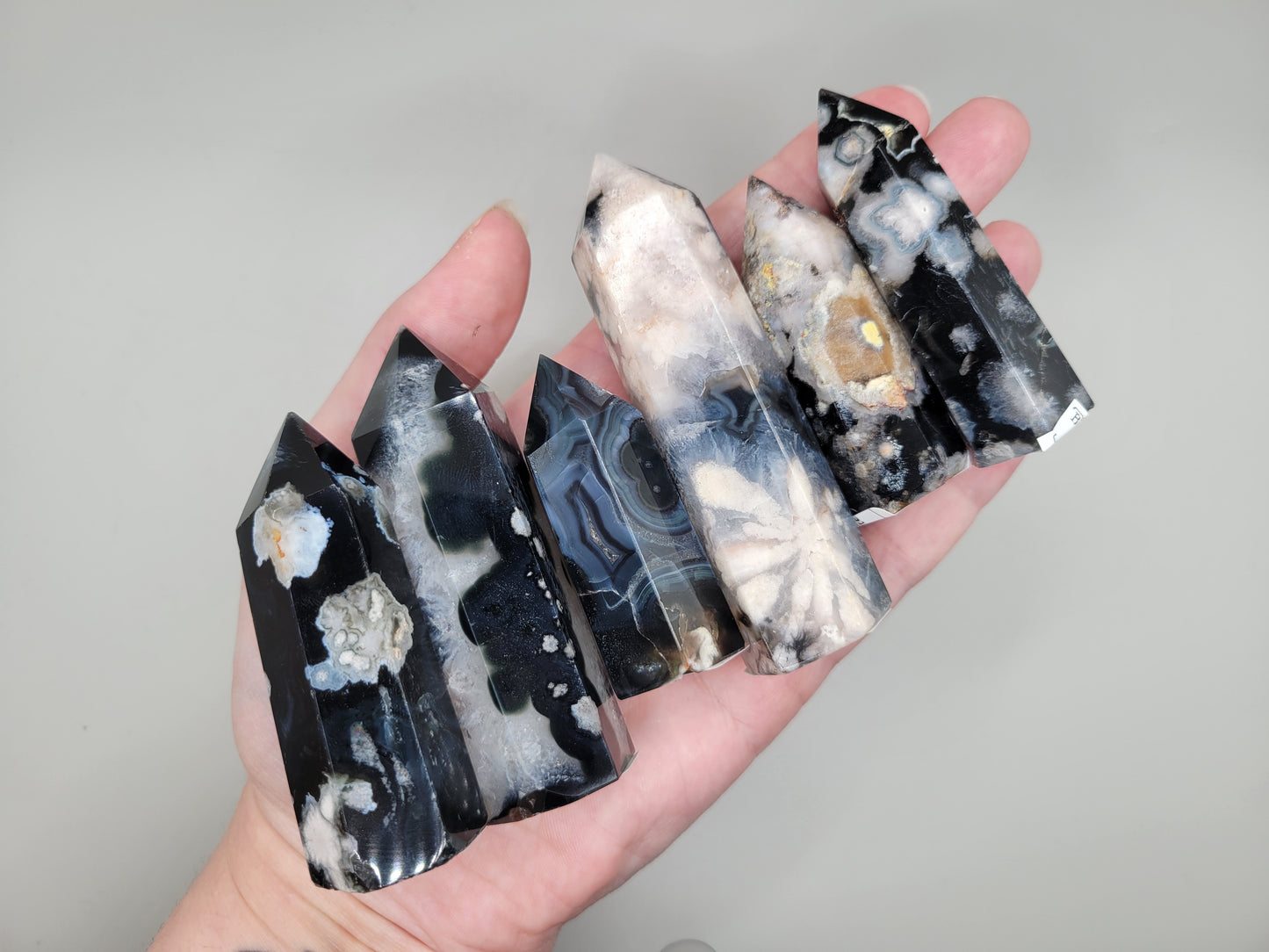 Black Flower Agate Towers