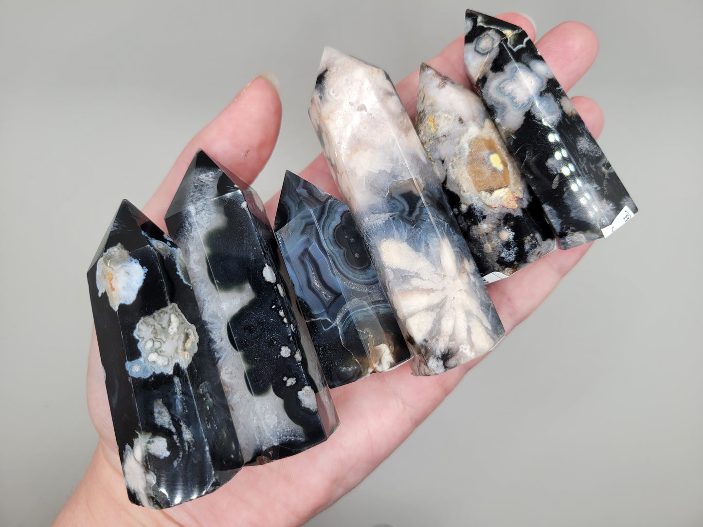 Black Flower Agate Towers
