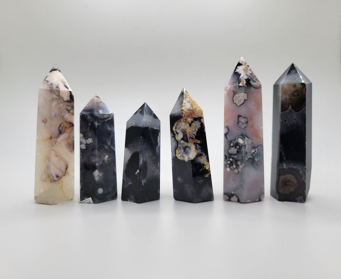 Black Flower Agate Towers