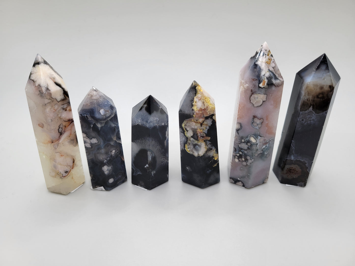 Black Flower Agate Towers