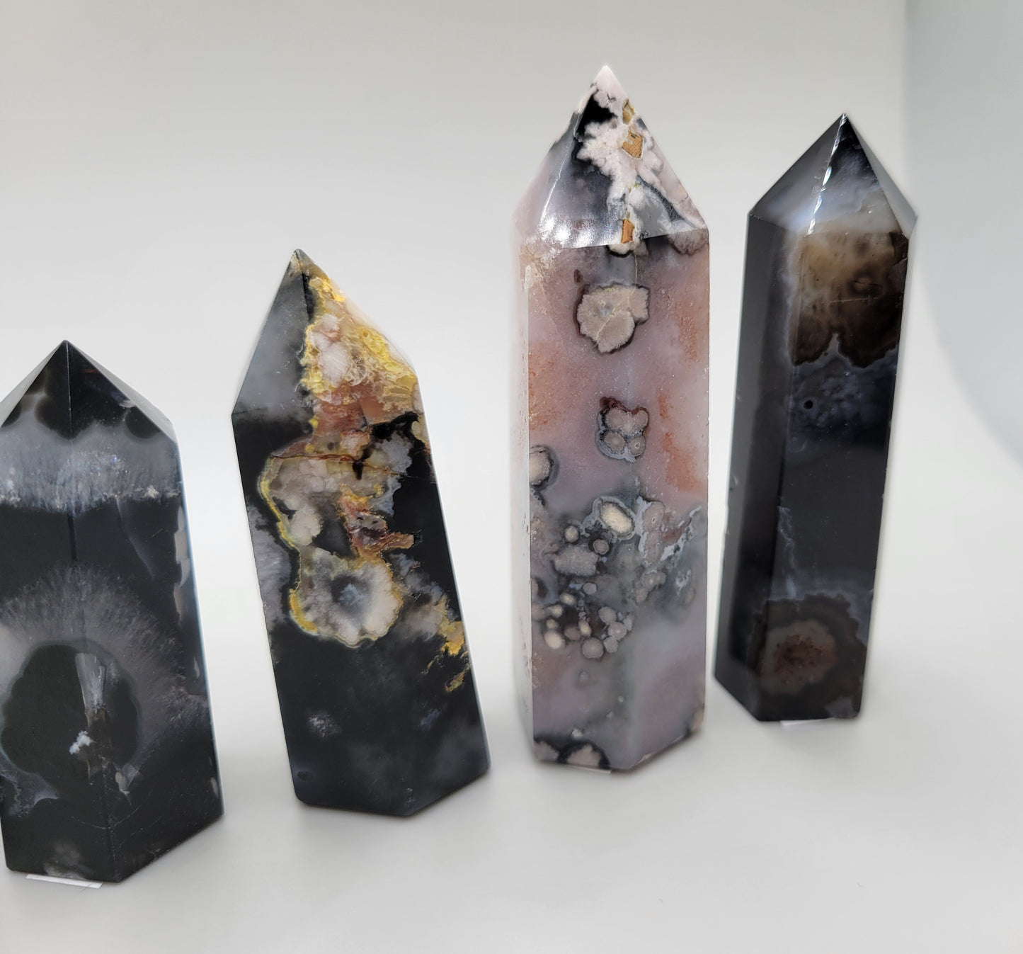 Black Flower Agate Towers