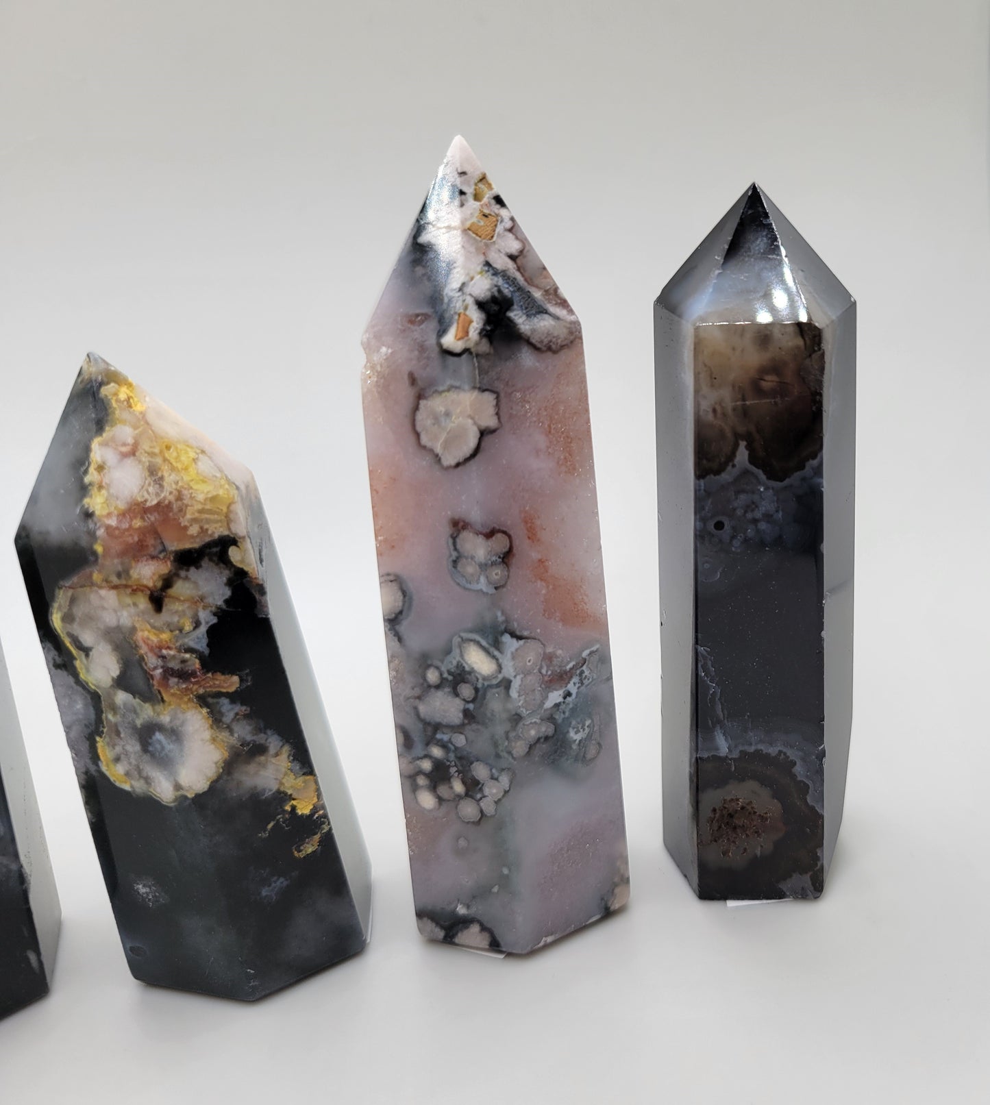 Black Flower Agate Towers