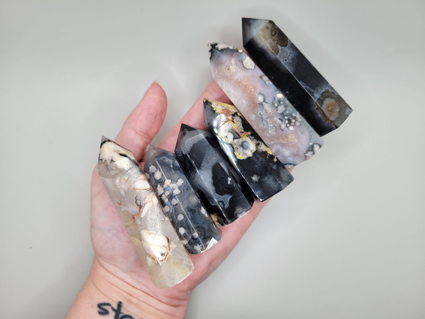 Black Flower Agate Towers
