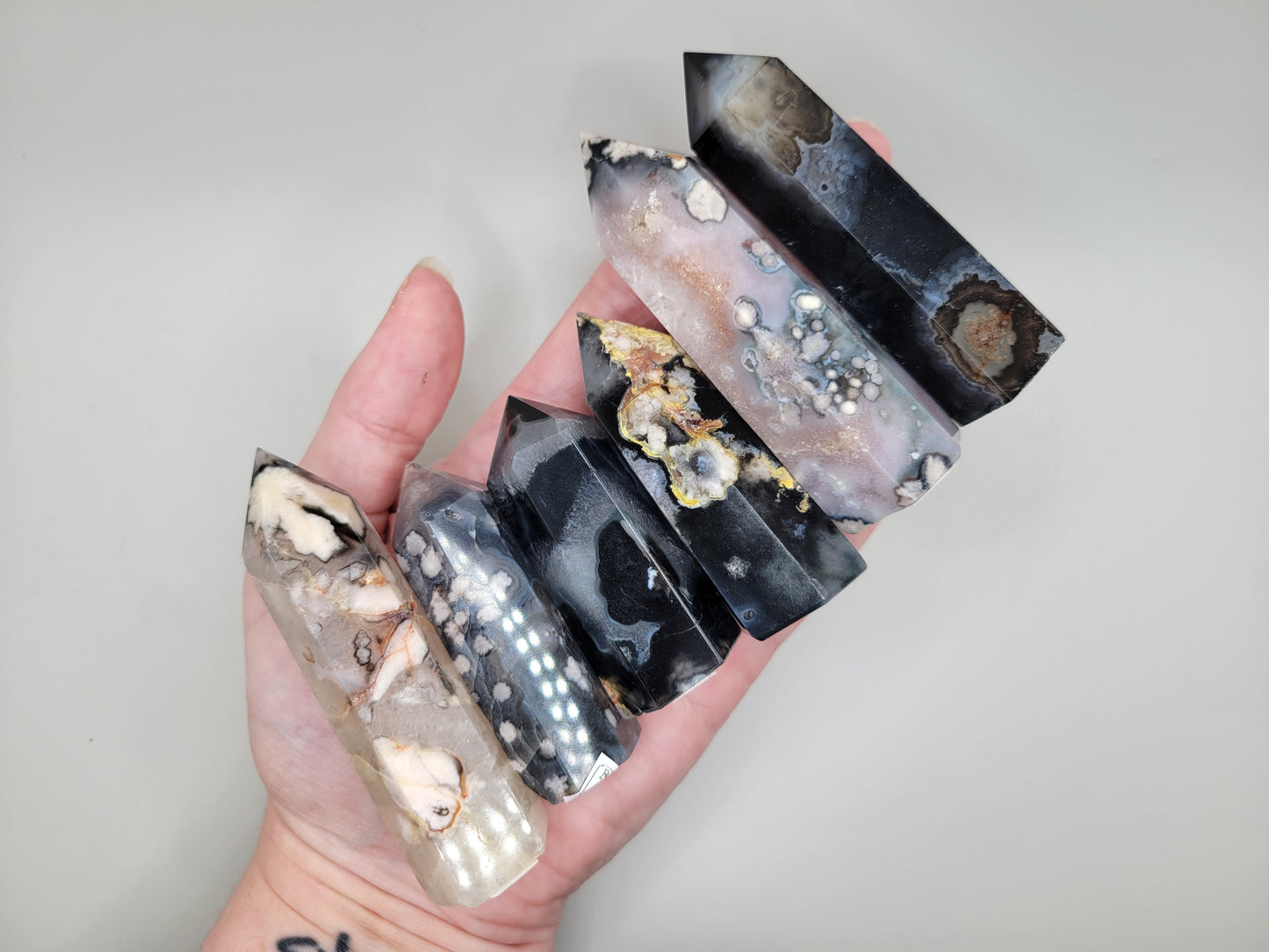 Black Flower Agate Towers