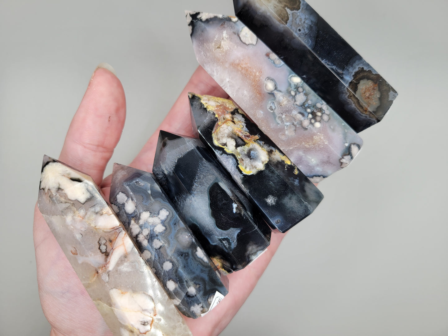 Black Flower Agate Towers