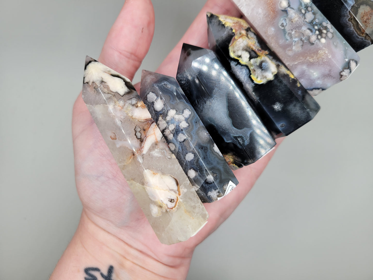 Black Flower Agate Towers