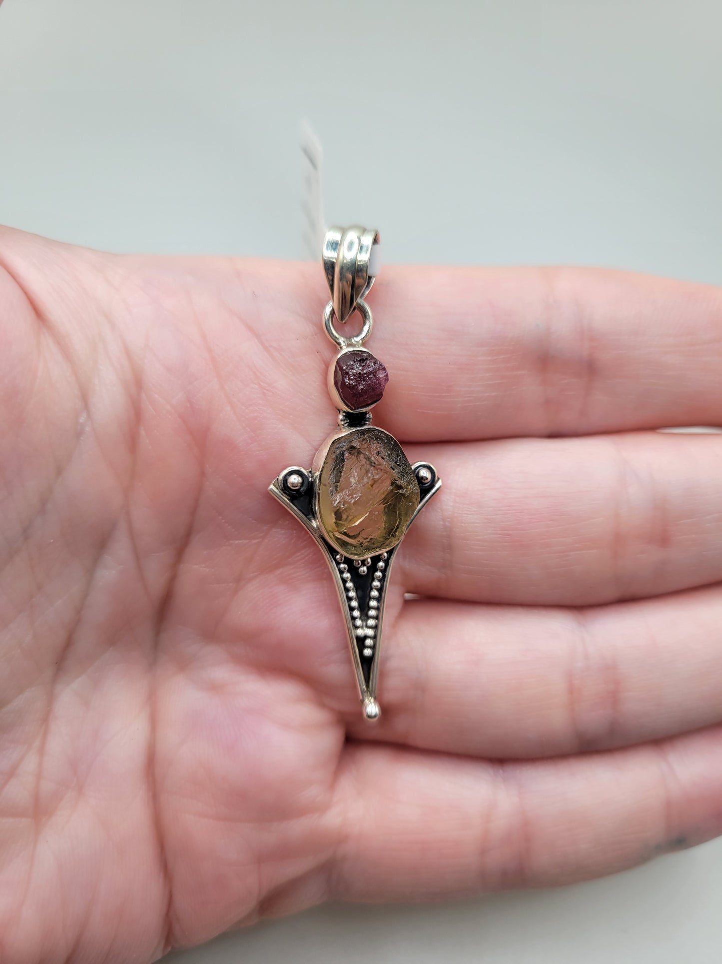 Yellow Scapolite & Pink Tourmaline Pendant