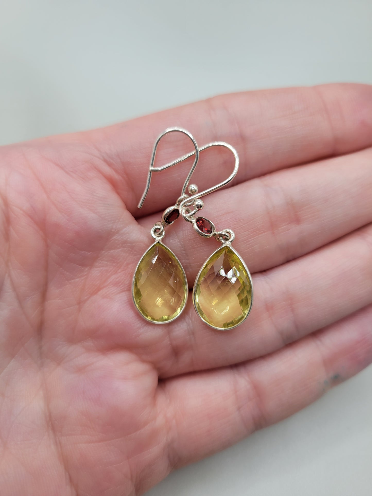 Lemon Quartz & Garnet Earrings