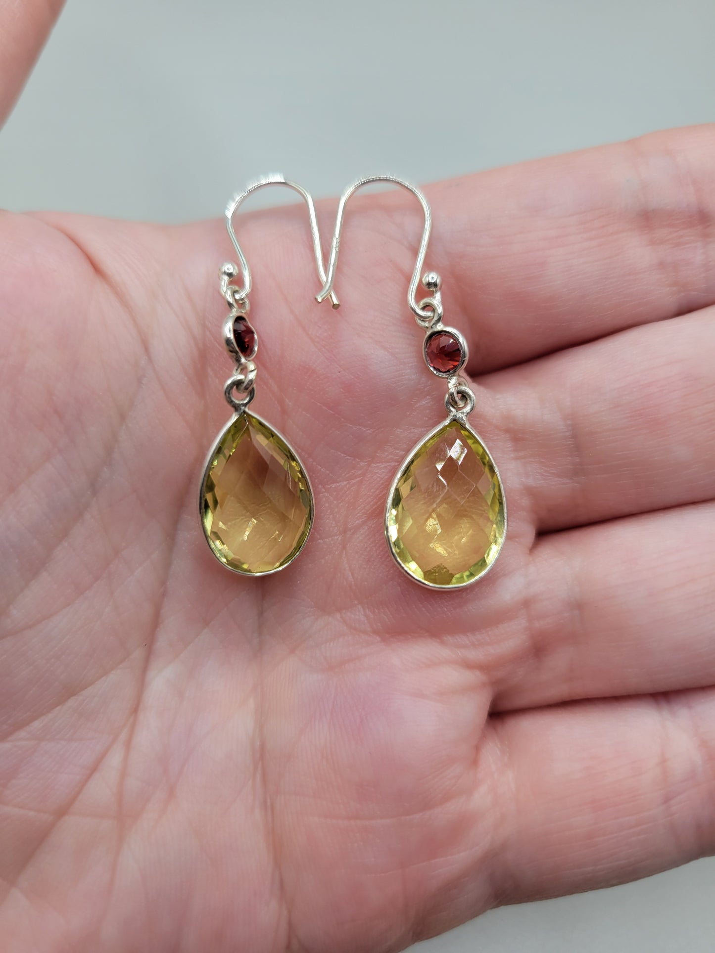 Lemon Quartz & Garnet Earrings