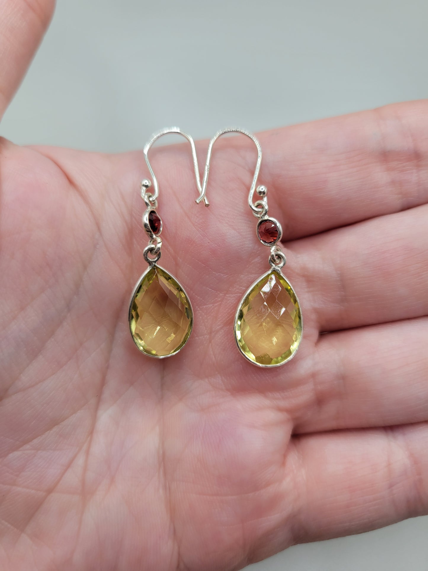 Lemon Quartz & Garnet Earrings