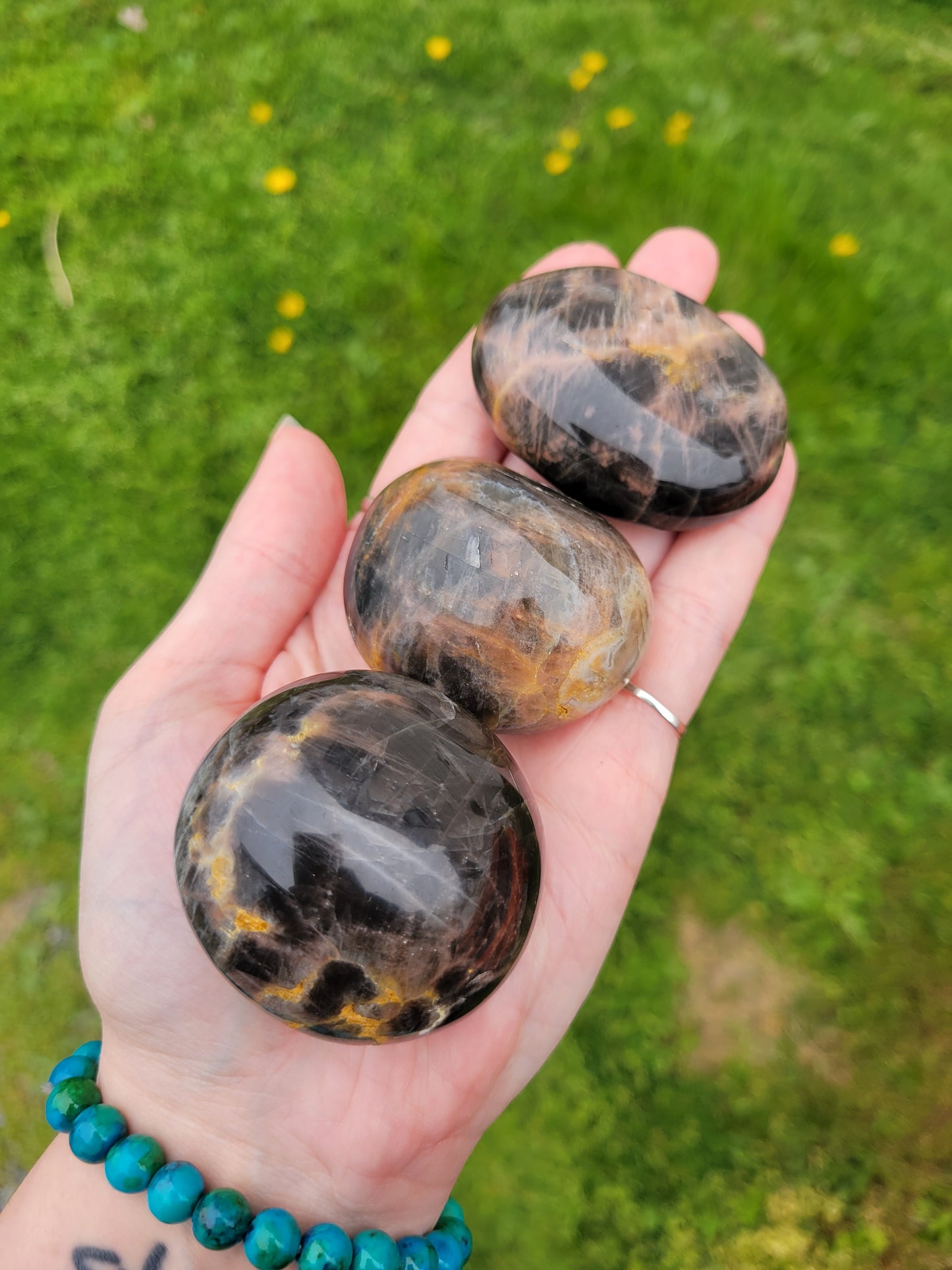 Black Moonstone Palm Stones