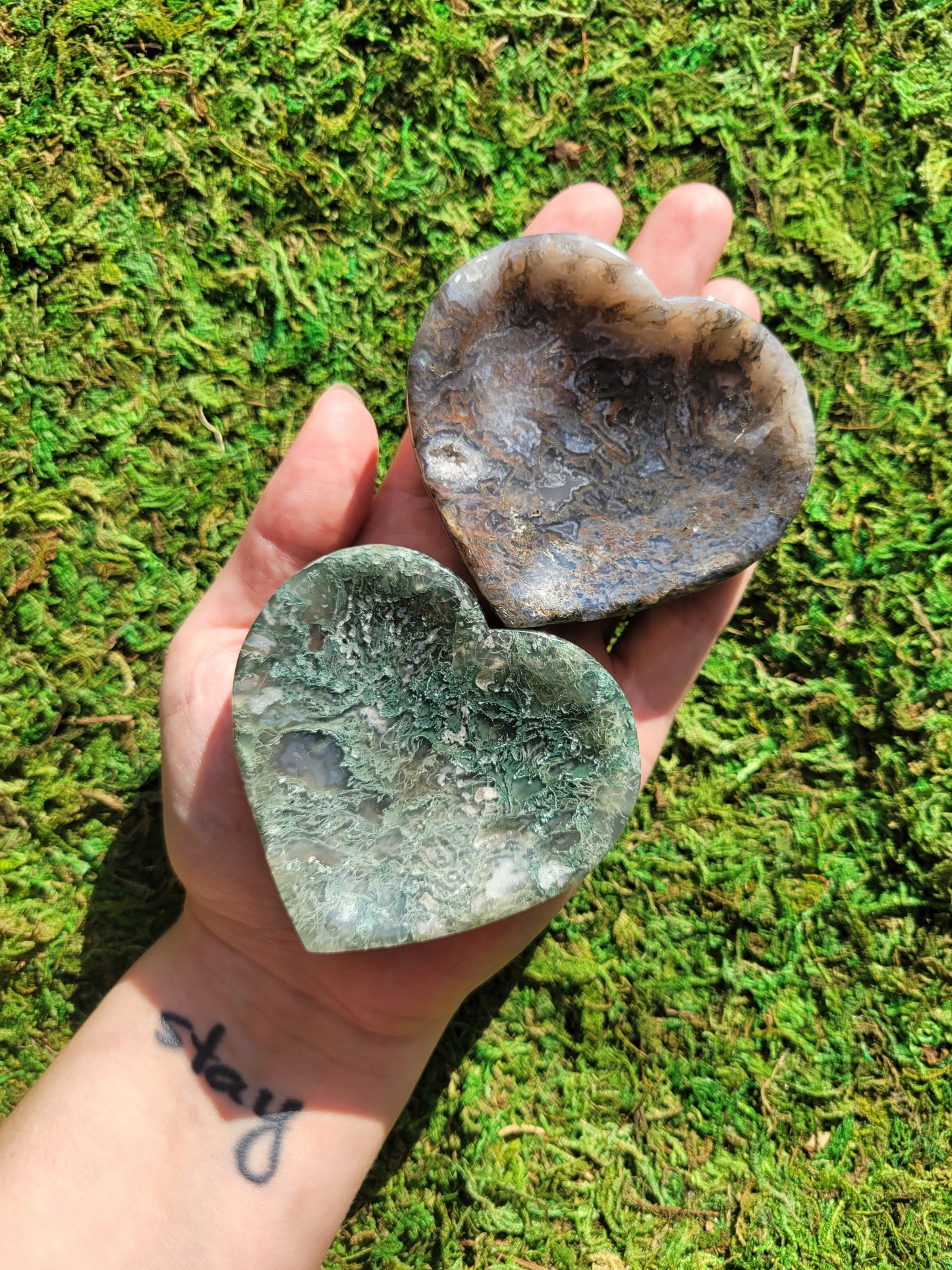 Moss Agate Heart Bowl