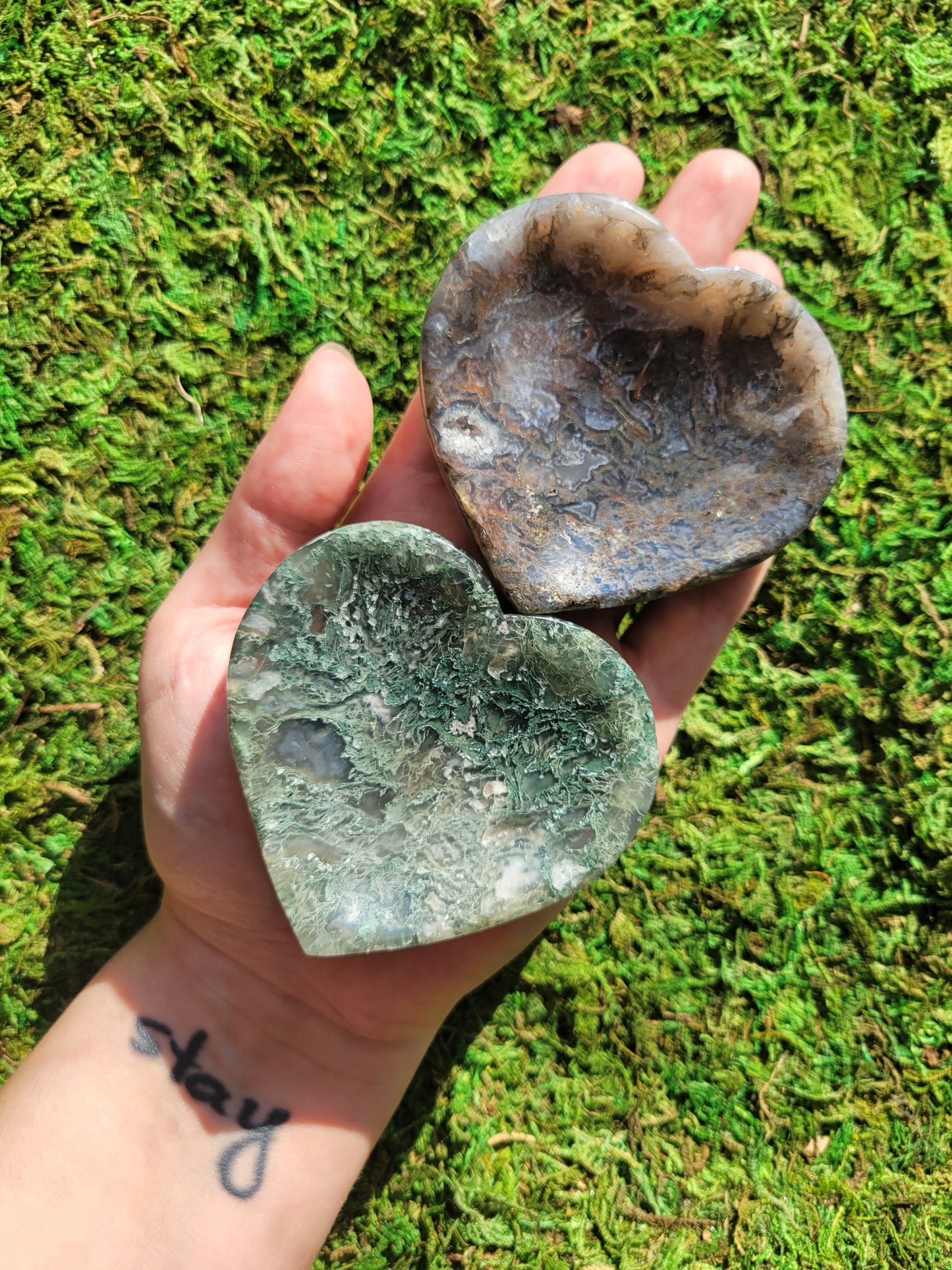 Moss Agate Heart Bowl