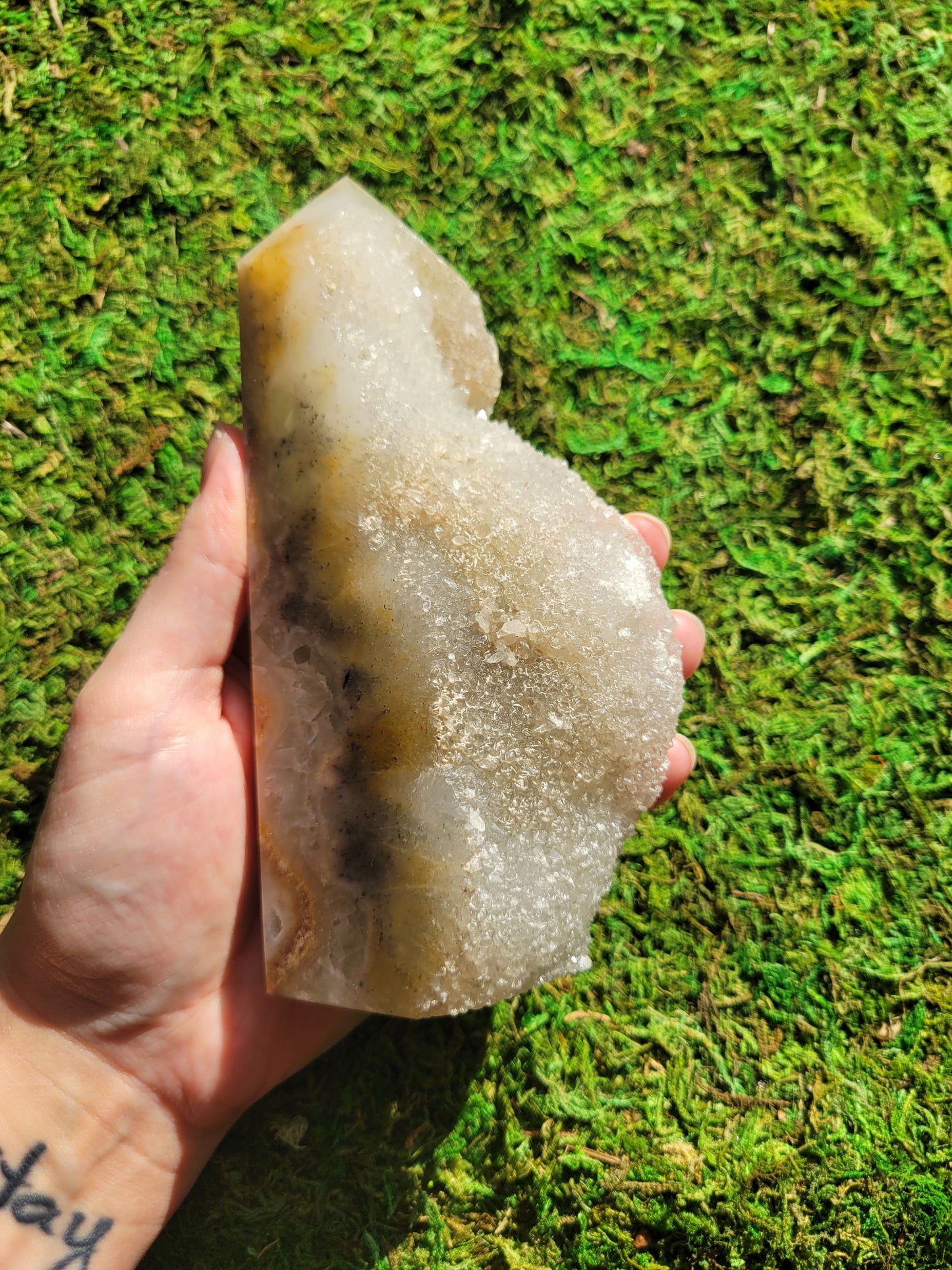 Feather Fluorite Drusy Tower