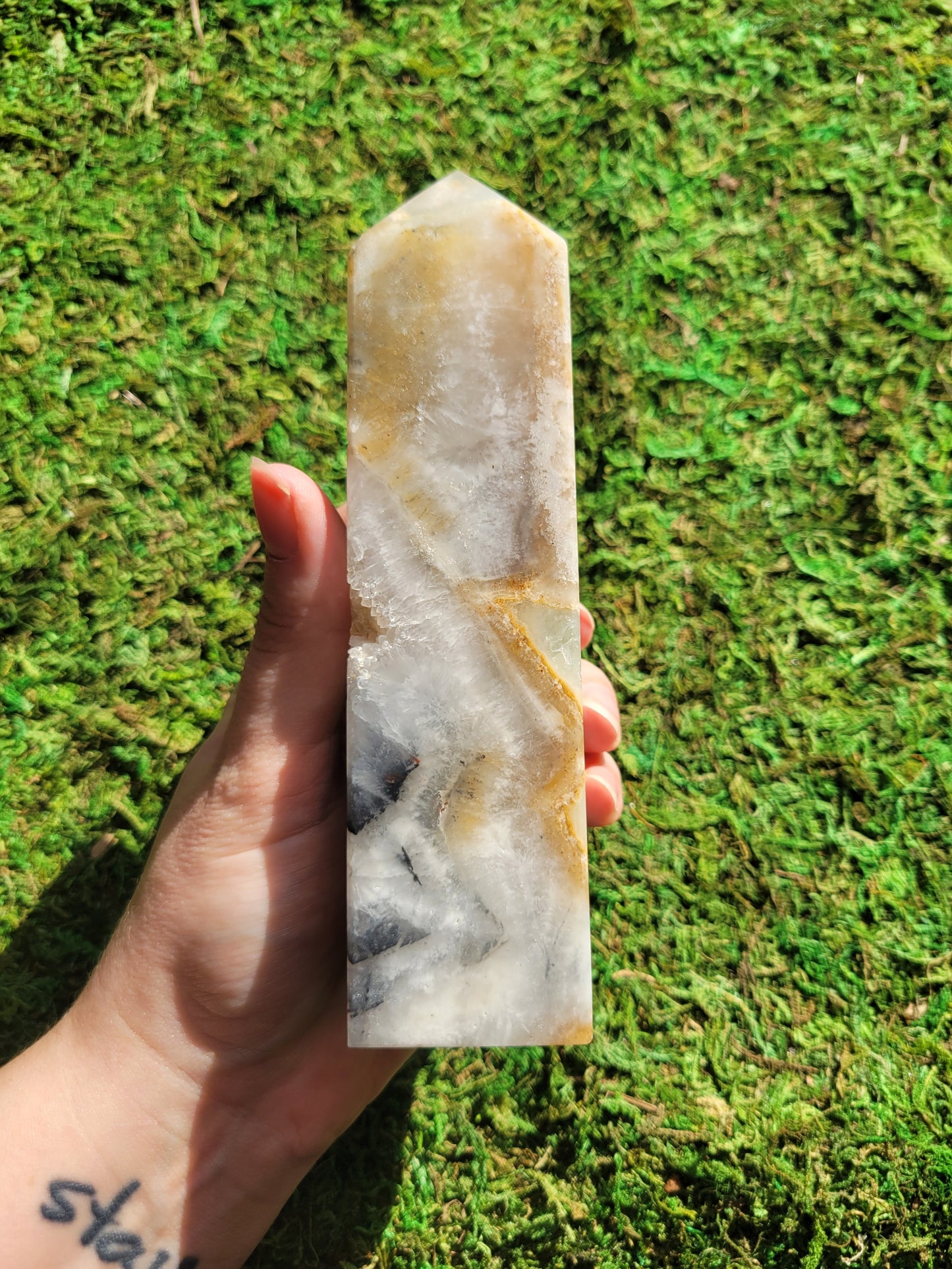 Feather Fluorite Drusy Tower