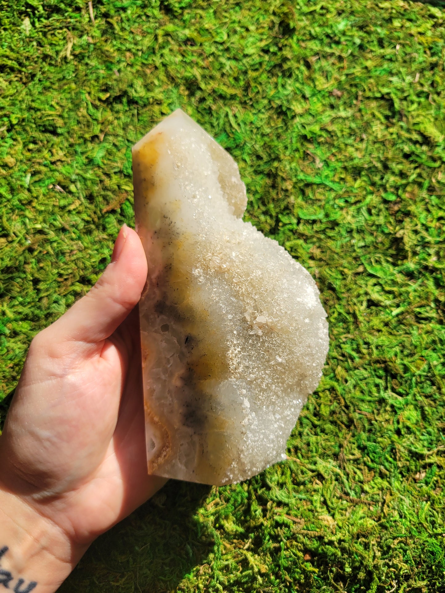 Feather Fluorite Drusy Tower
