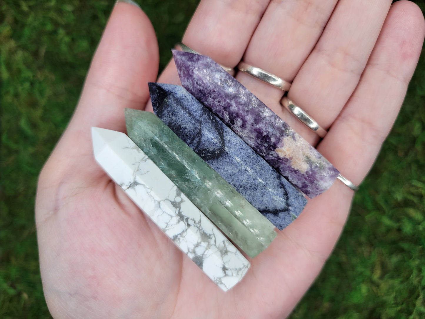 Mini Towers - Fluorite, Lepidolite, Howlite, Blue Quartz