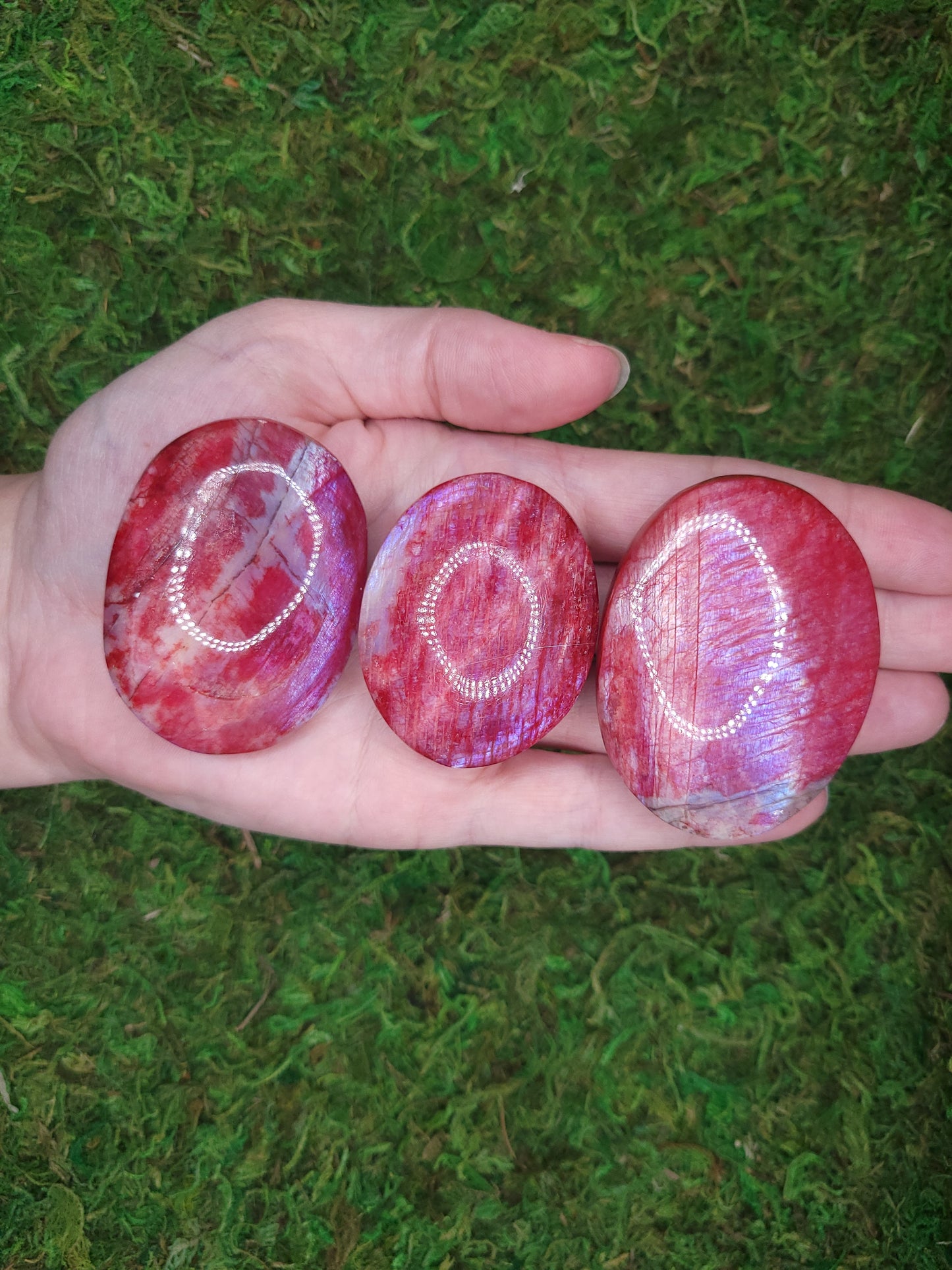 Red Moonstone Palm Stones