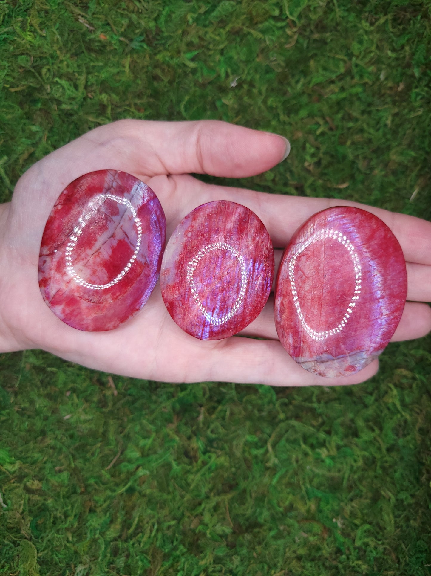 Red Moonstone Palm Stones