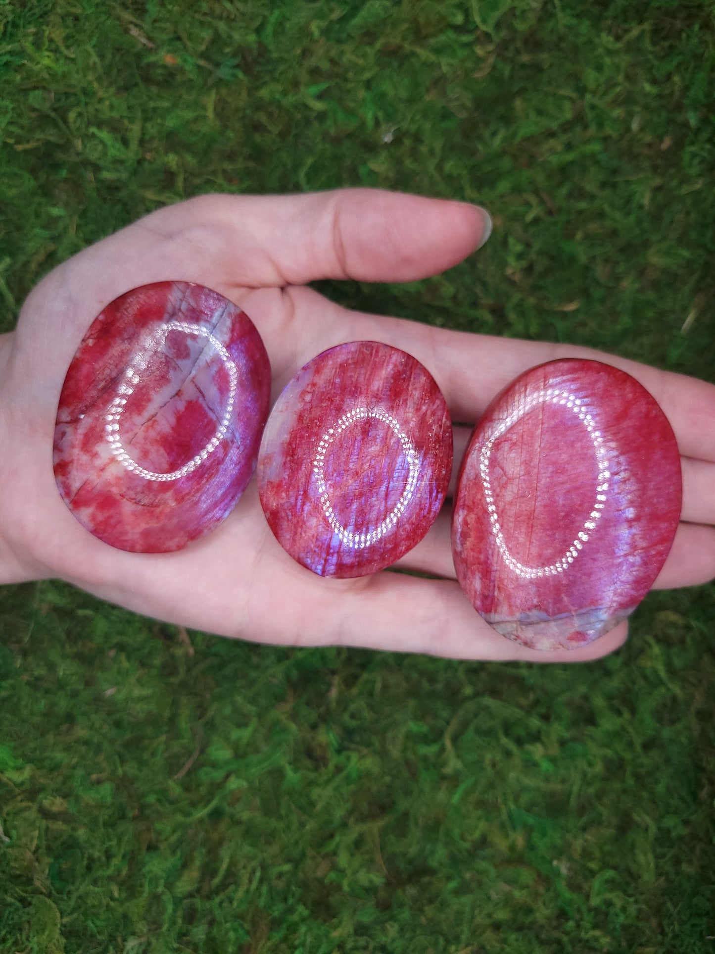 Red Moonstone Palm Stones