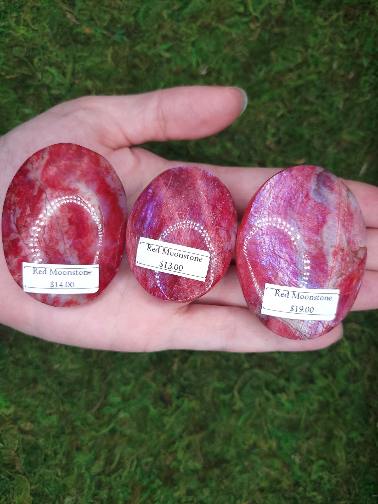 Red Moonstone Palm Stones