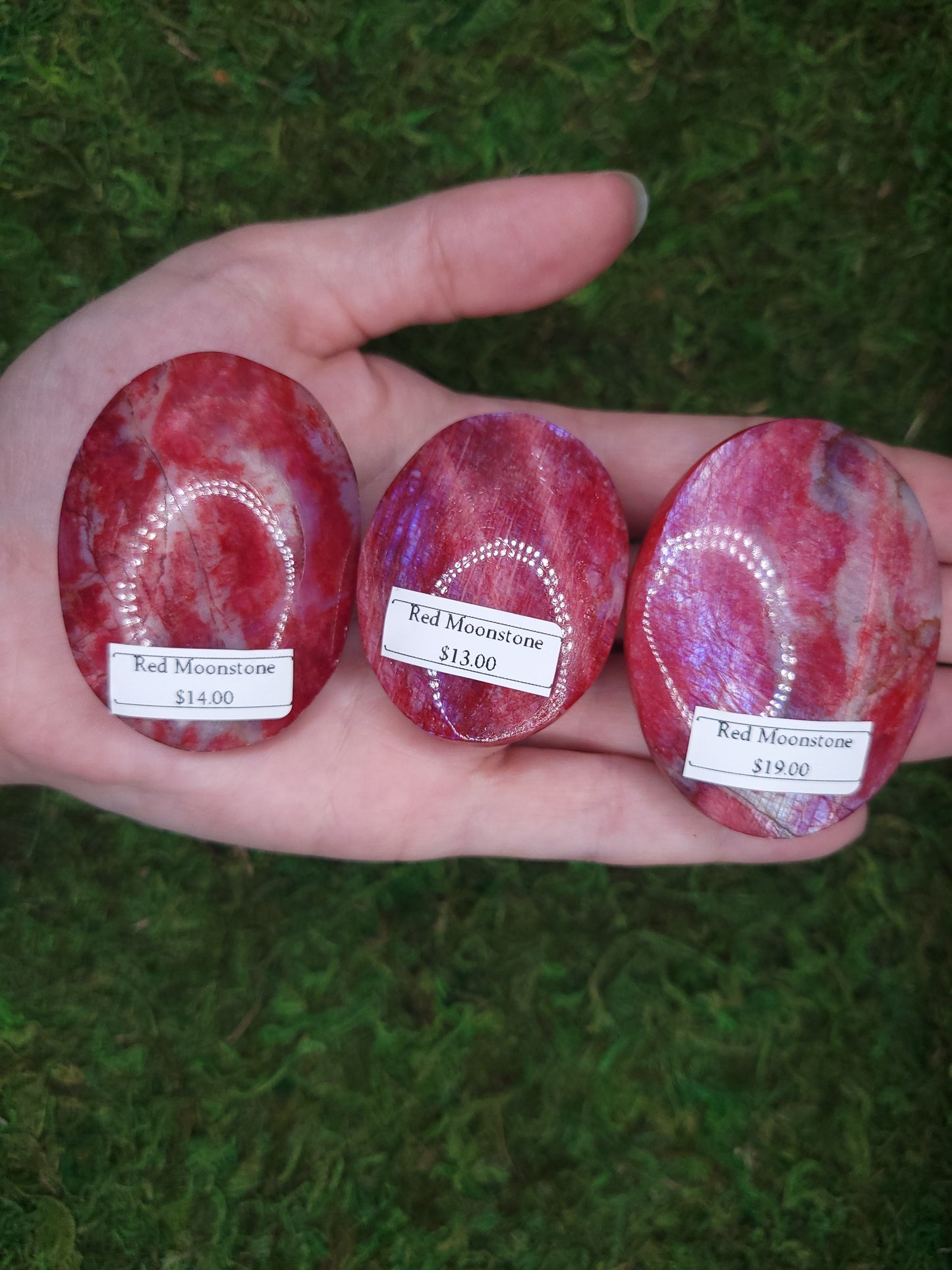 Red Moonstone Palm Stones