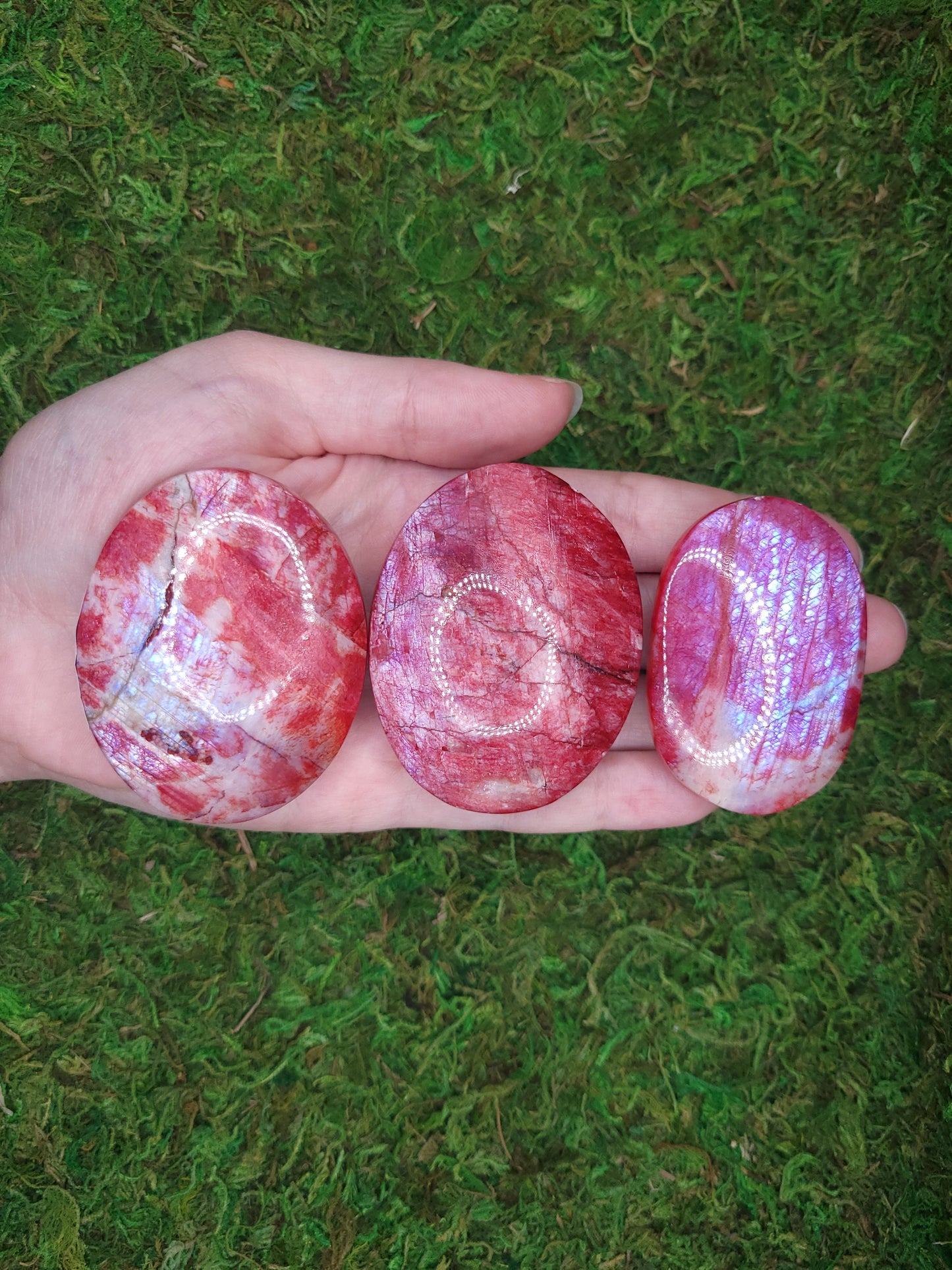 Red Moonstone Palm Stones