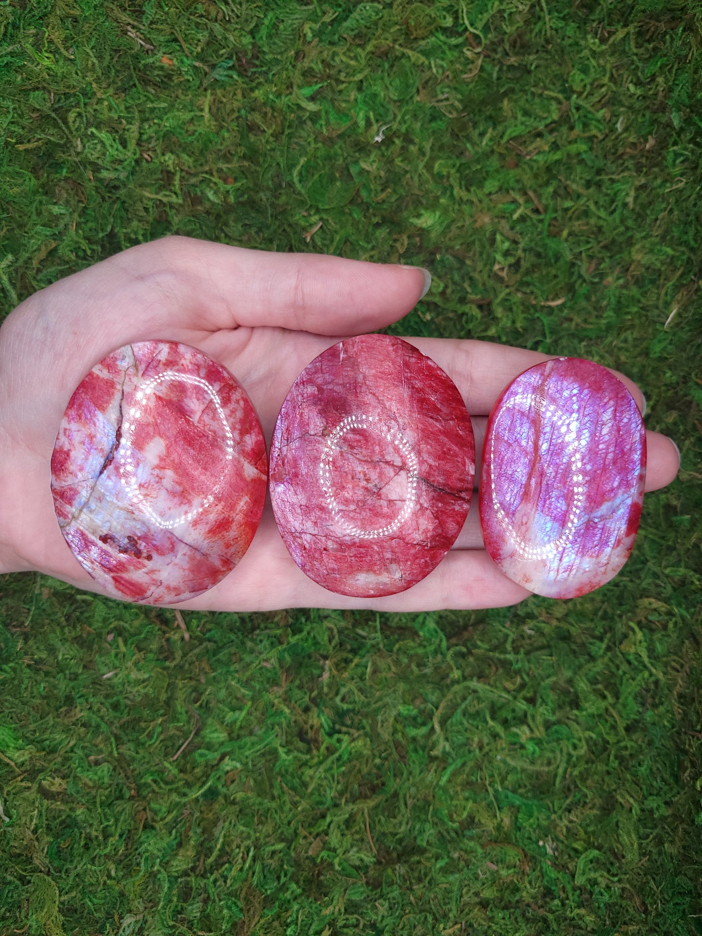 Red Moonstone Palm Stones
