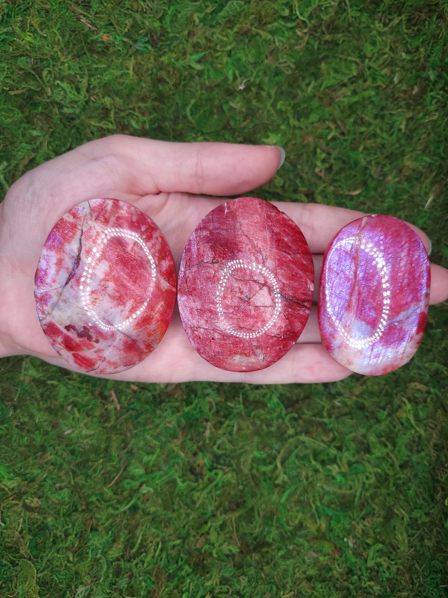 Red Moonstone Palm Stones