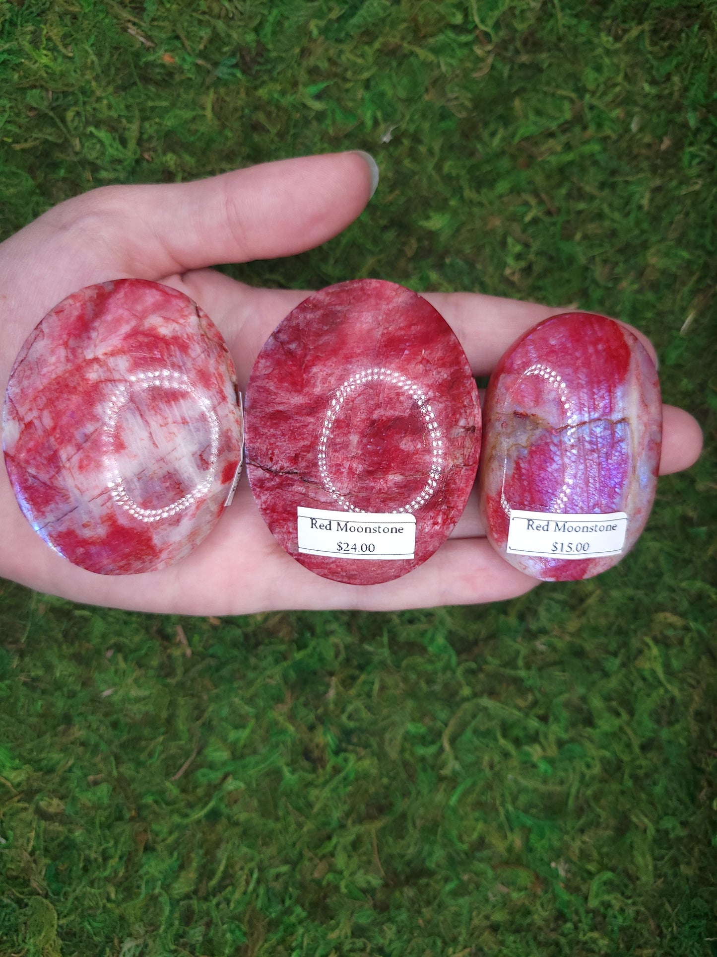 Red Moonstone Palm Stones