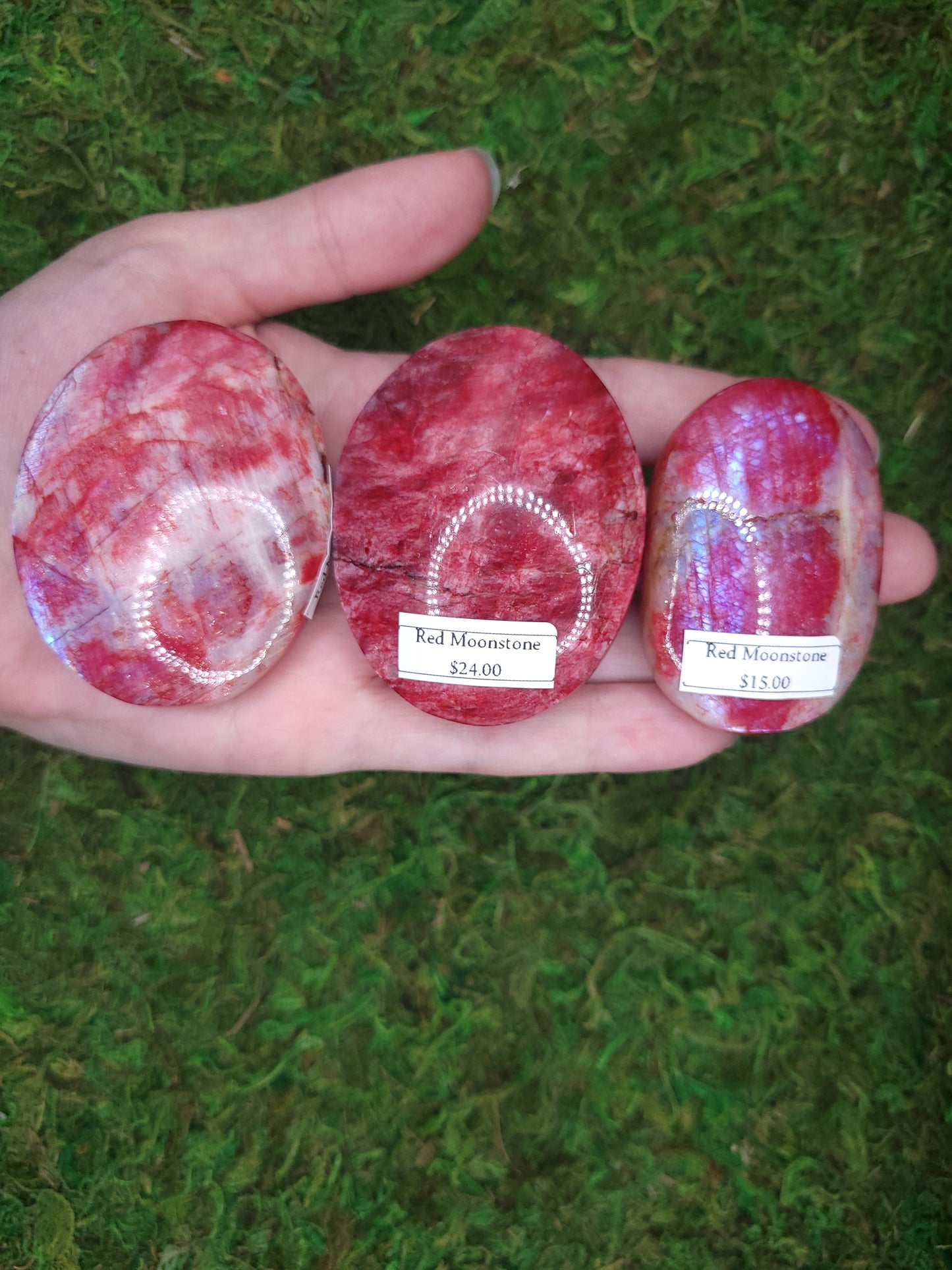 Red Moonstone Palm Stones