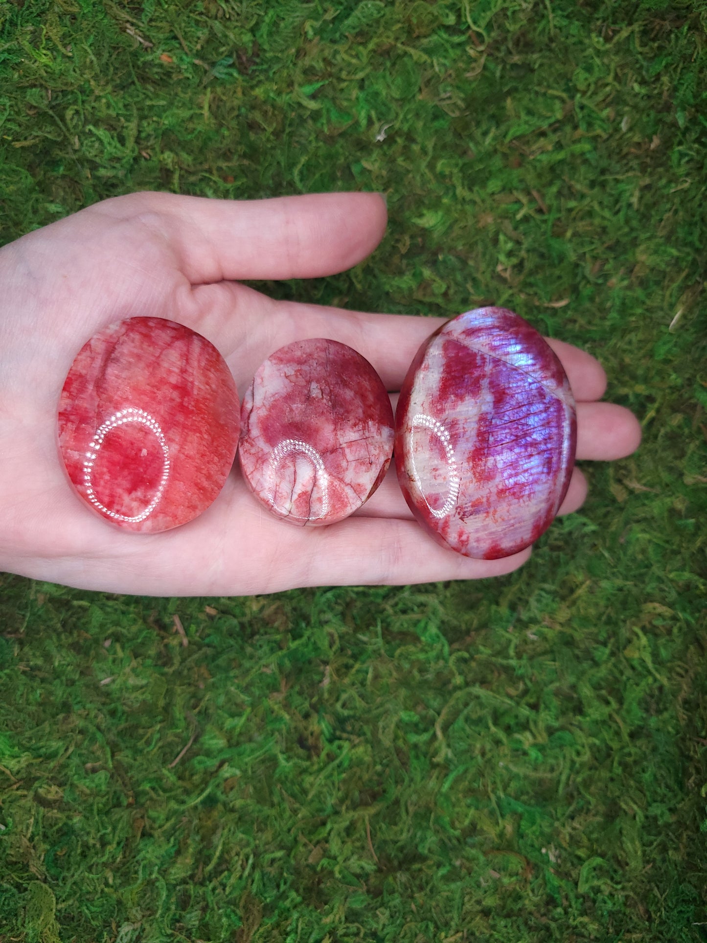 Red Moonstone Palm Stones