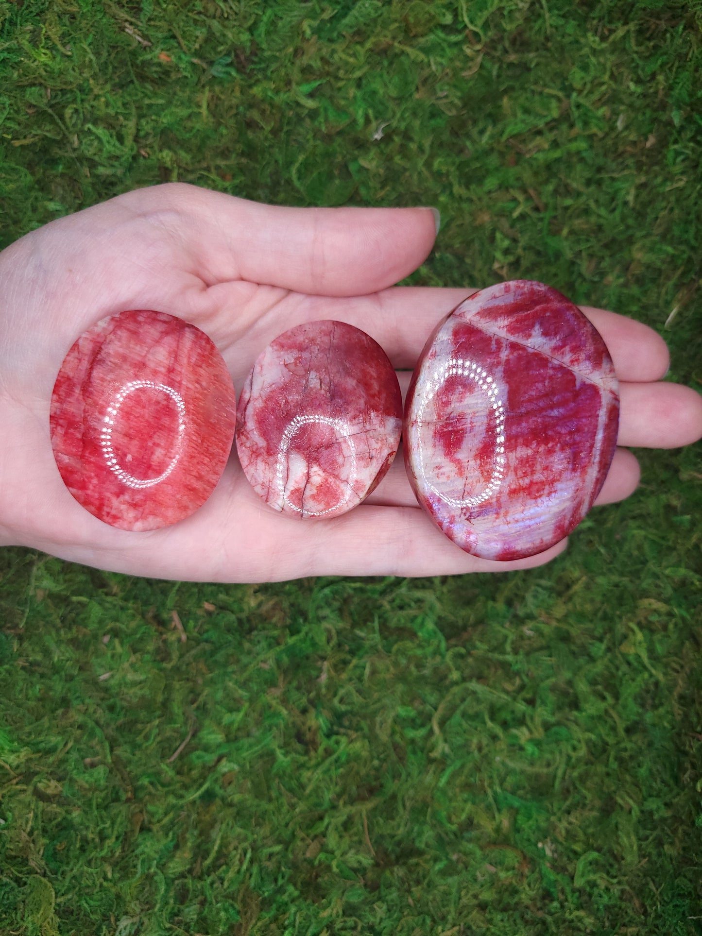 Red Moonstone Palm Stones