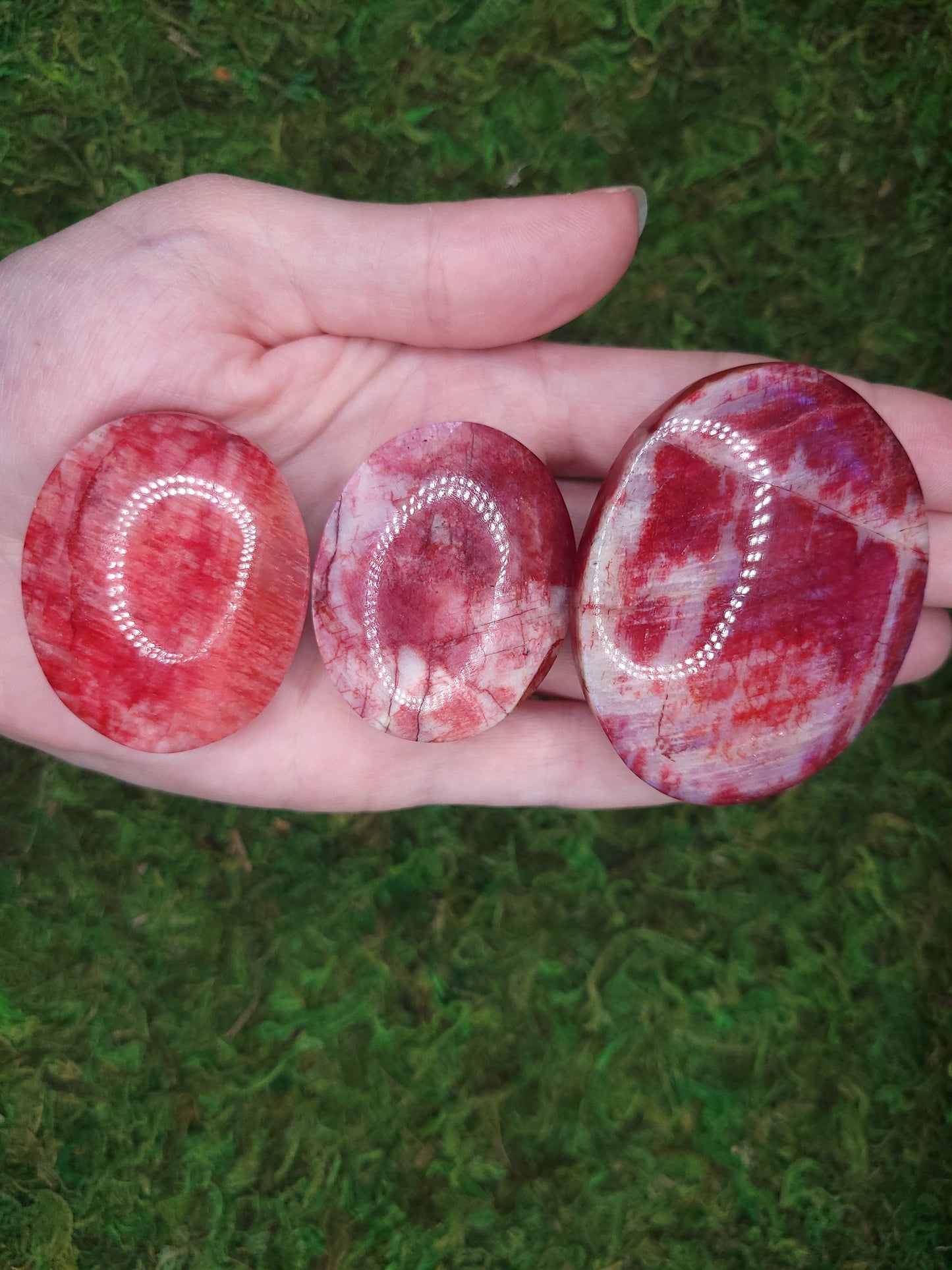 Red Moonstone Palm Stones