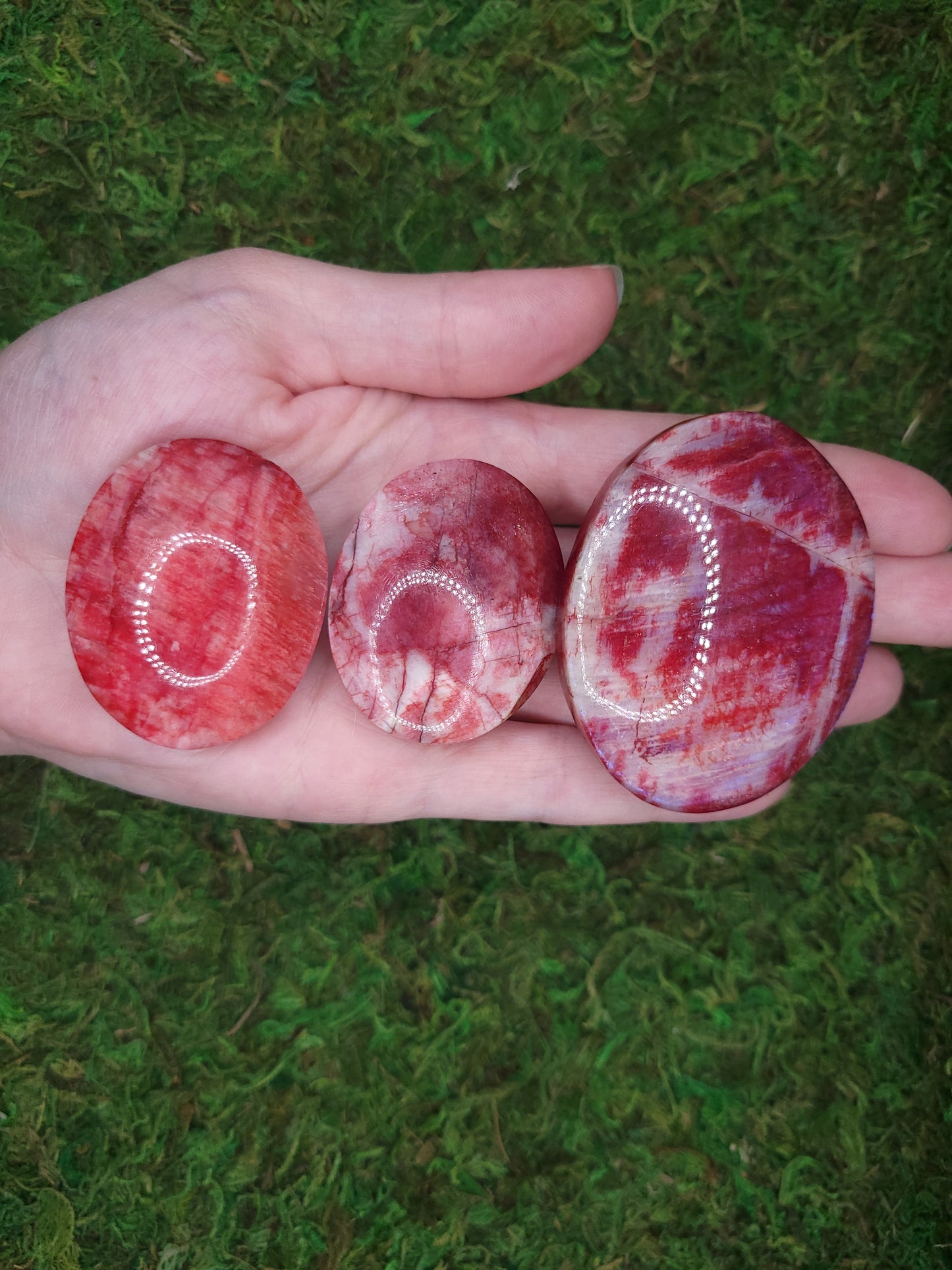 Red Moonstone Palm Stones