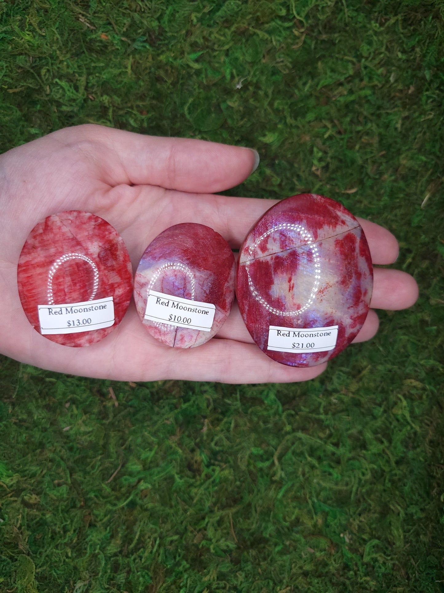 Red Moonstone Palm Stones